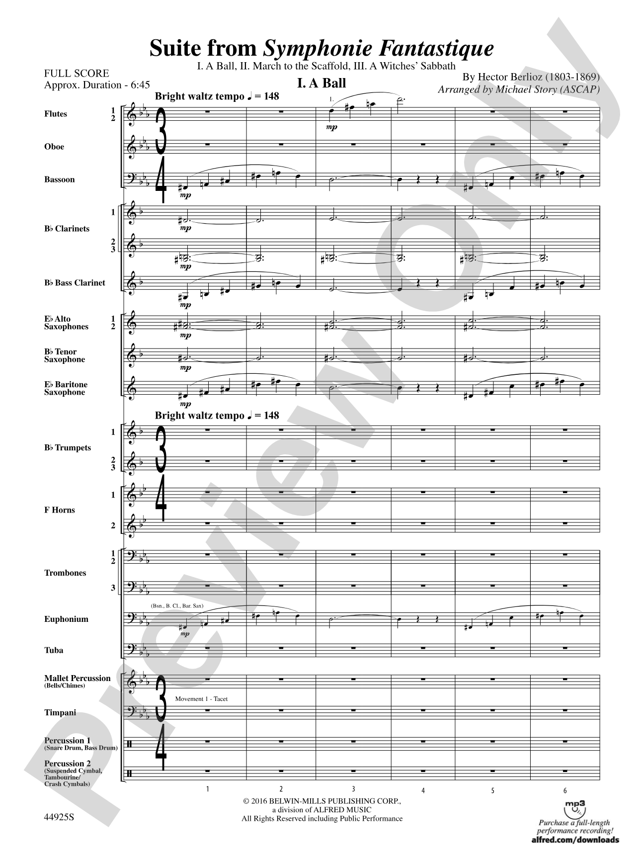 Suite from Symphonie Fantastique: Concert Band Conductor Score & Parts