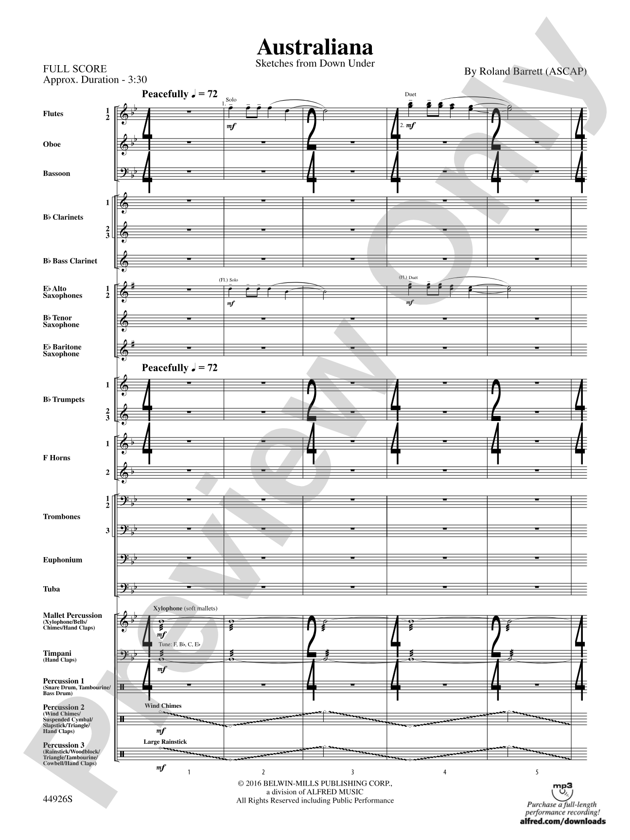 Australiana: Concert Band Conductor Score & Parts