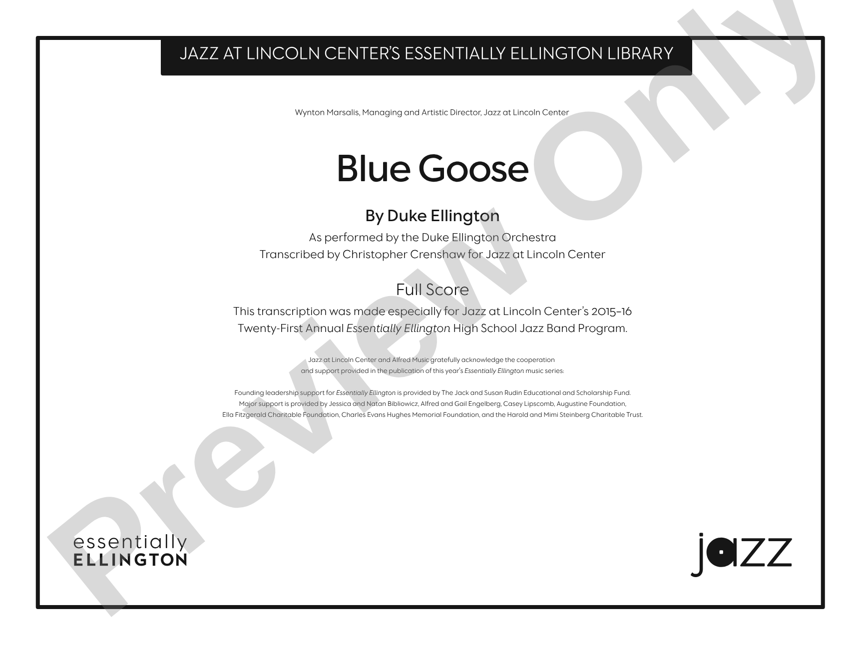 Blue Goose: Jazz Ensemble Conductor Score & Parts