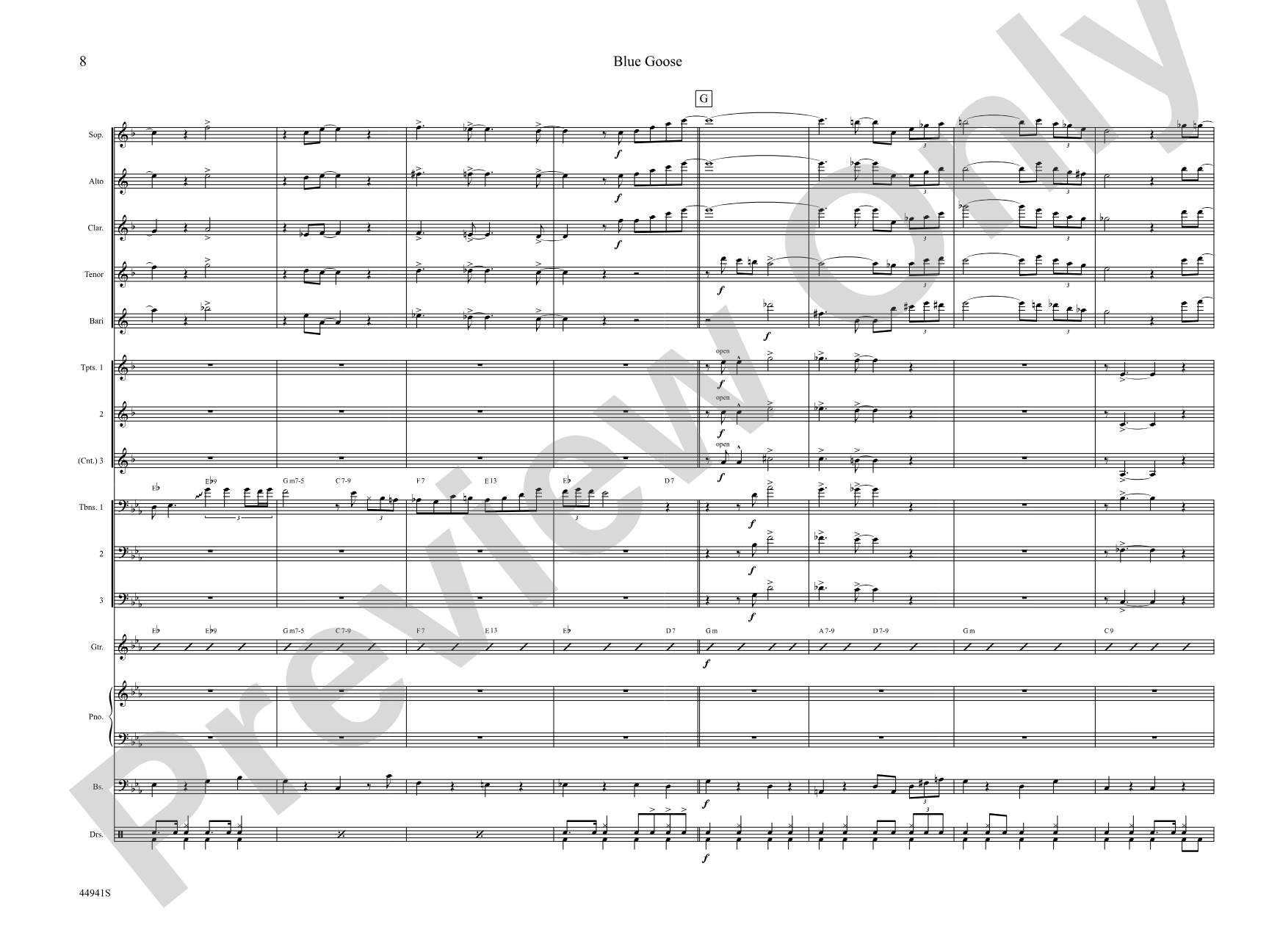 Blue Goose: Jazz Ensemble Conductor Score & Parts