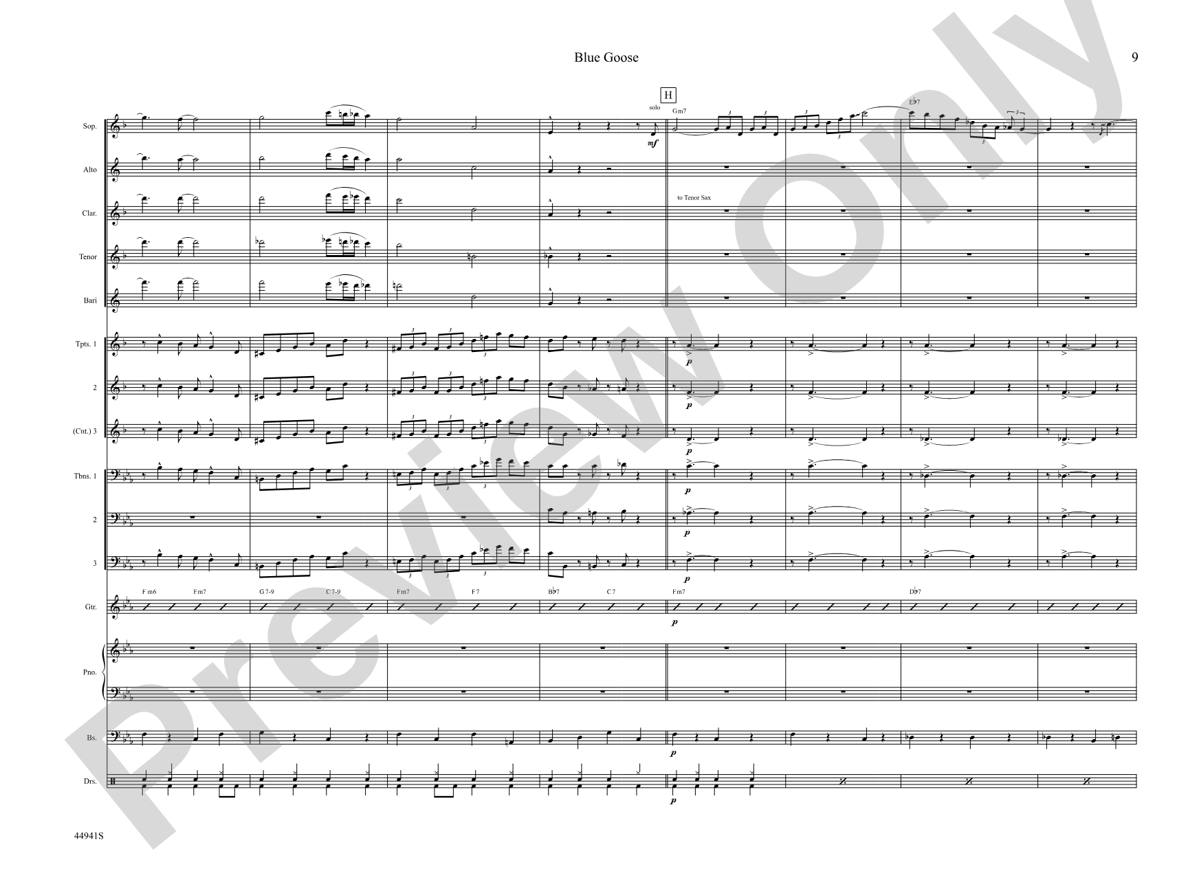 Blue Goose: Jazz Ensemble Conductor Score & Parts