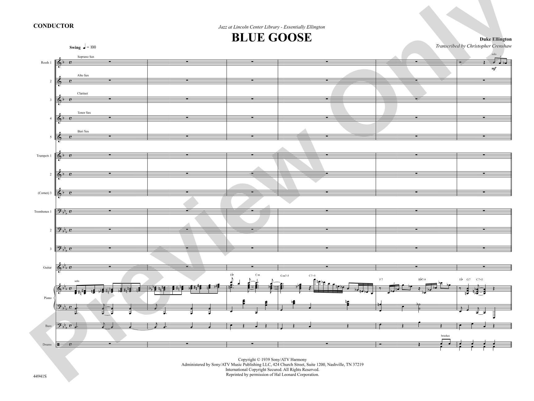 Blue Goose: Jazz Ensemble Conductor Score & Parts