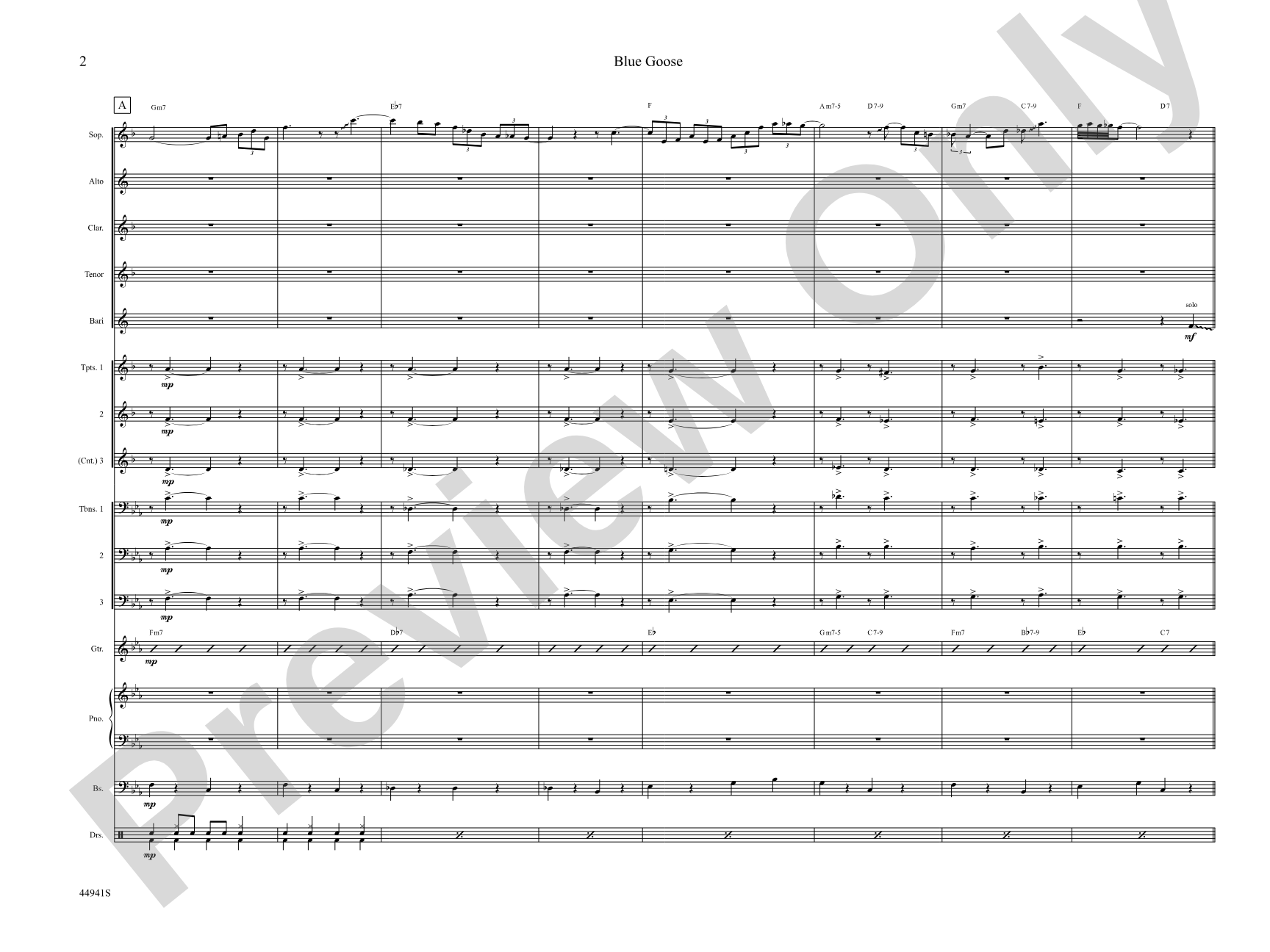 Blue Goose: Jazz Ensemble Conductor Score & Parts
