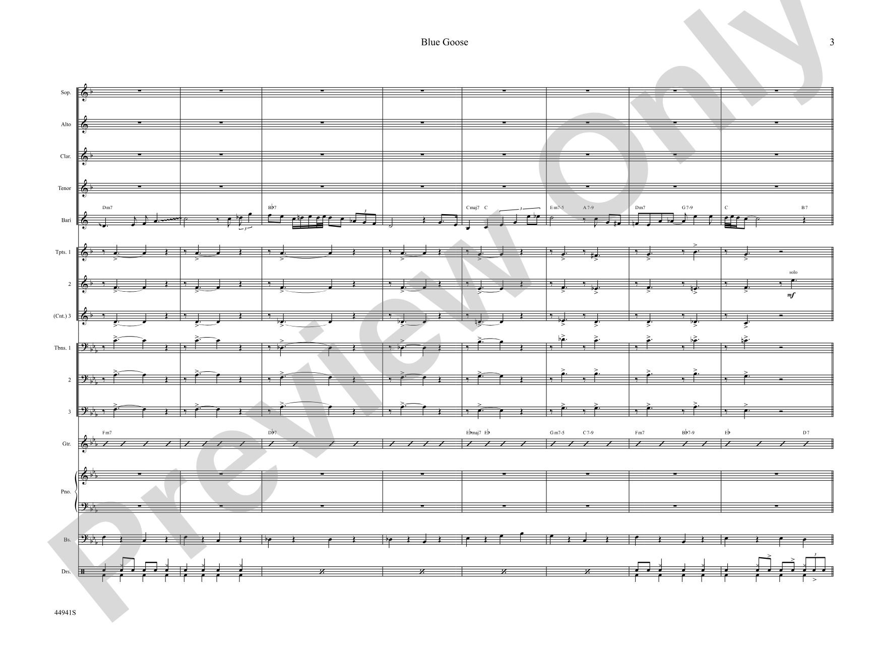 Blue Goose: Jazz Ensemble Conductor Score & Parts