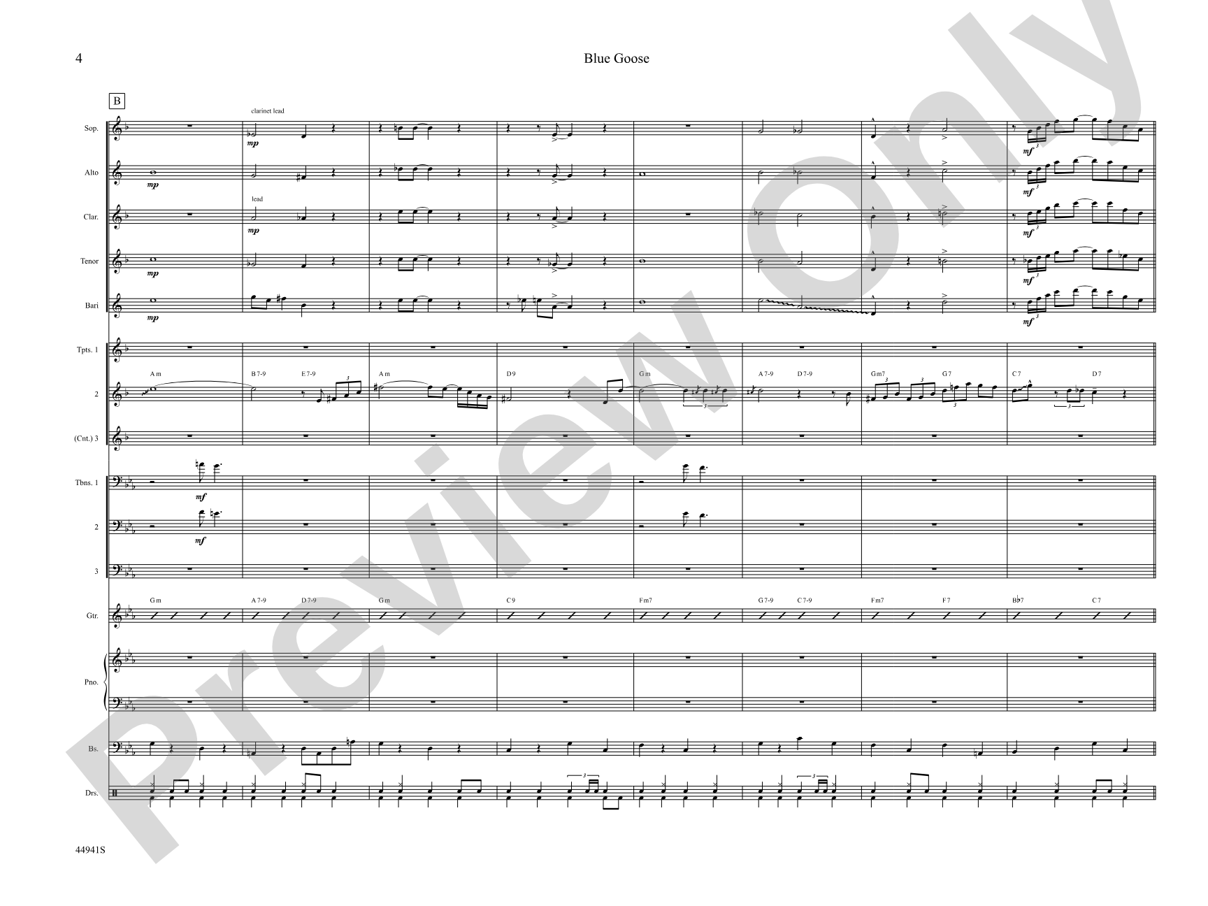 Blue Goose: Jazz Ensemble Conductor Score & Parts