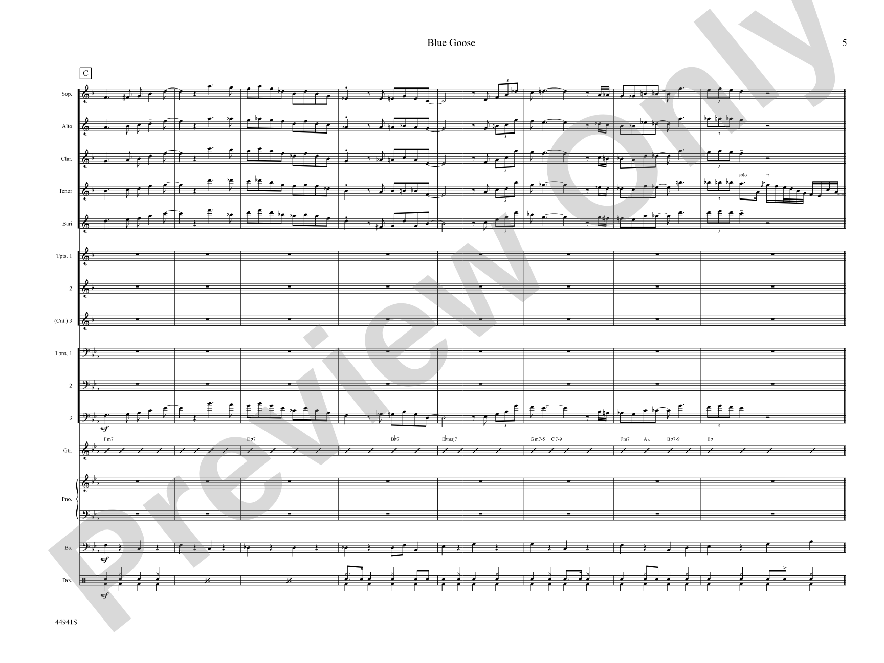 Blue Goose: Jazz Ensemble Conductor Score & Parts