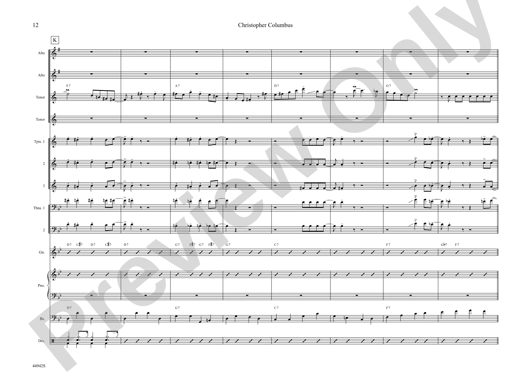 Christopher Columbus: Jazz Ensemble Conductor Score & Parts