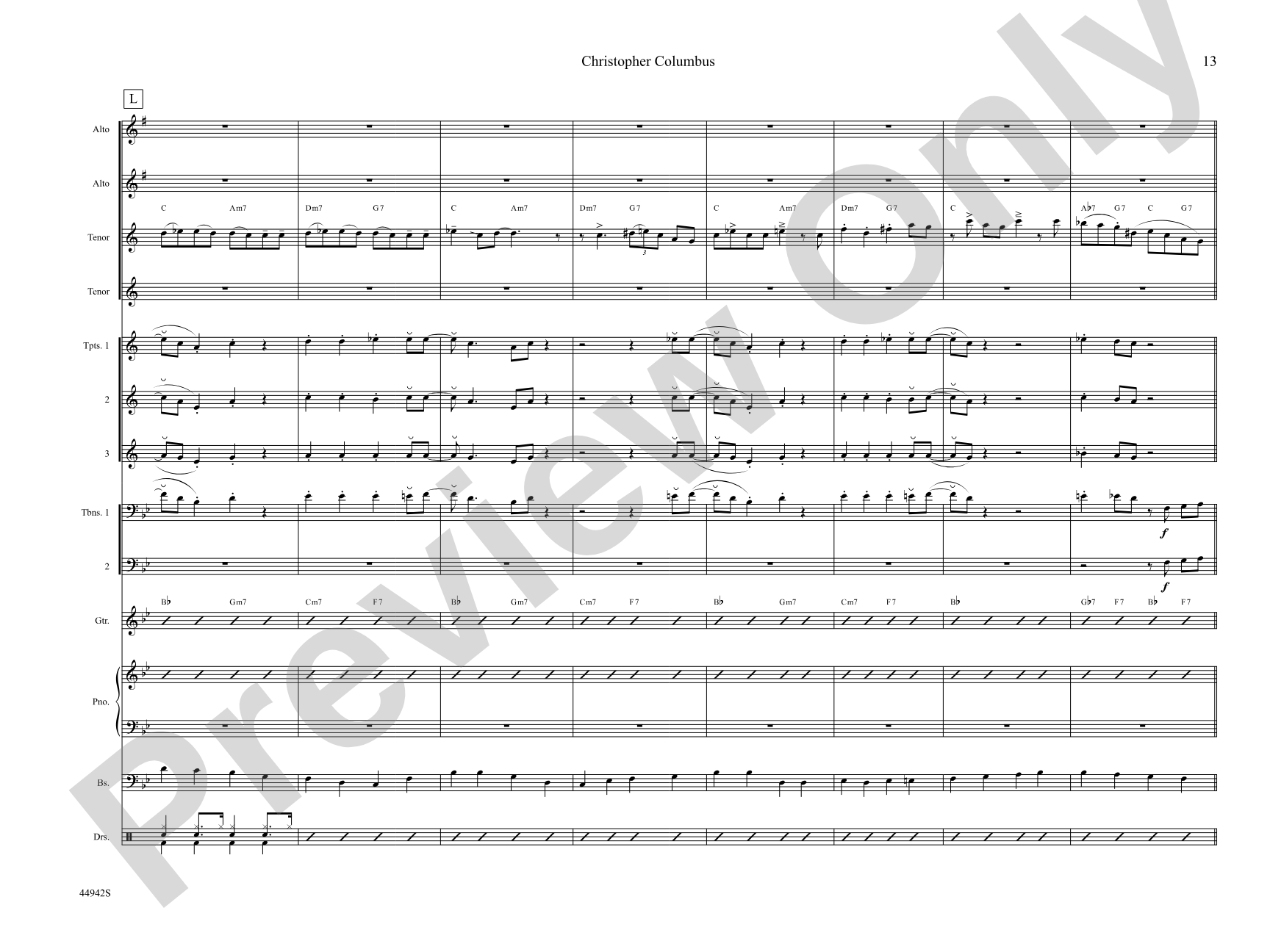 Christopher Columbus: Jazz Ensemble Conductor Score & Parts