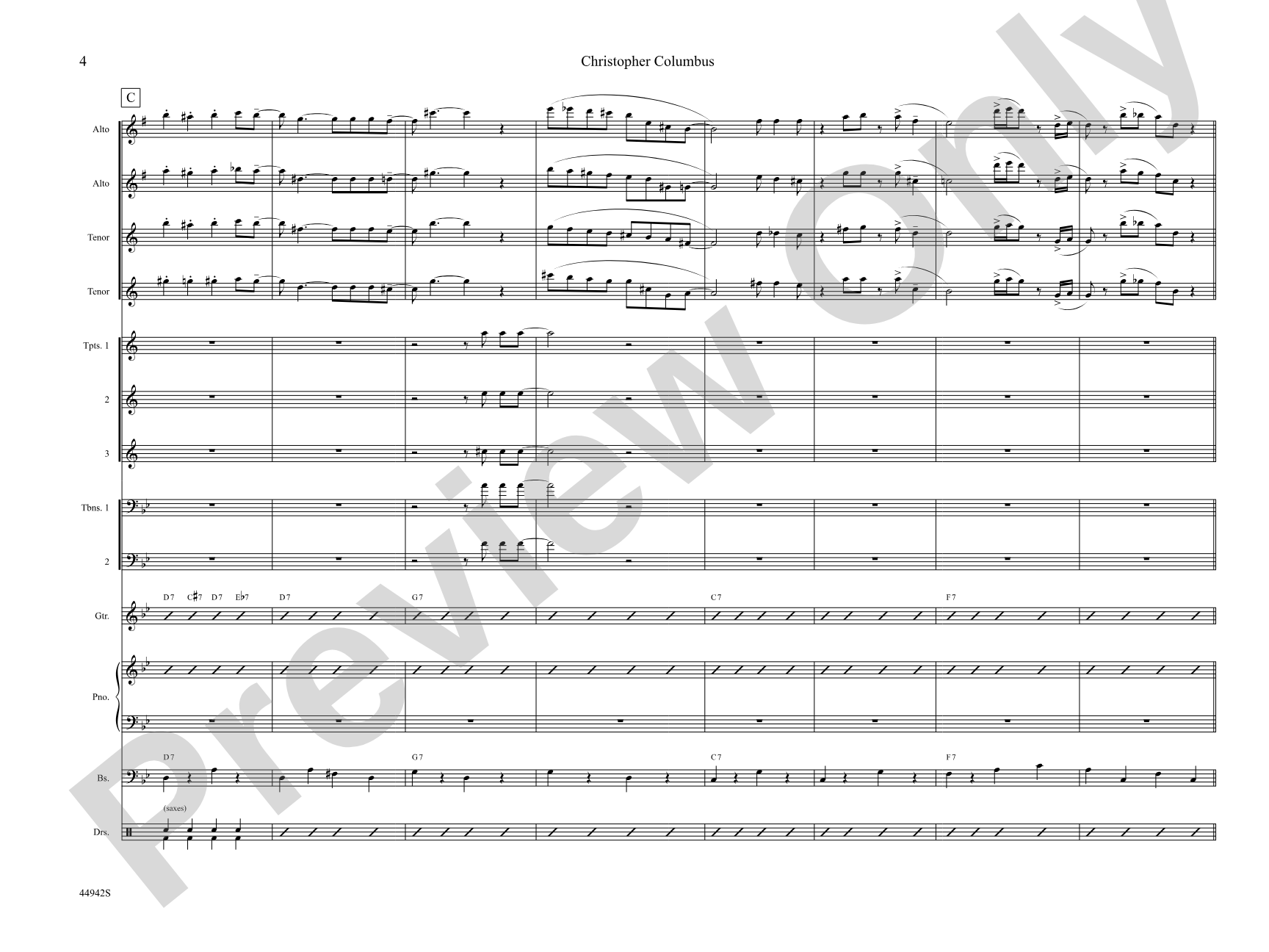 Christopher Columbus: Jazz Ensemble Conductor Score & Parts