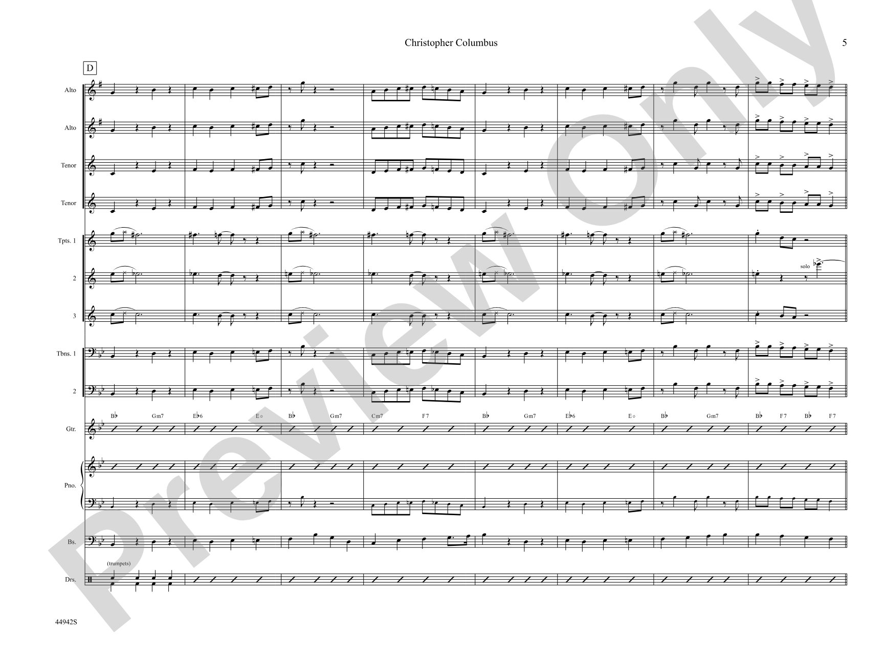 Christopher Columbus: Jazz Ensemble Conductor Score & Parts