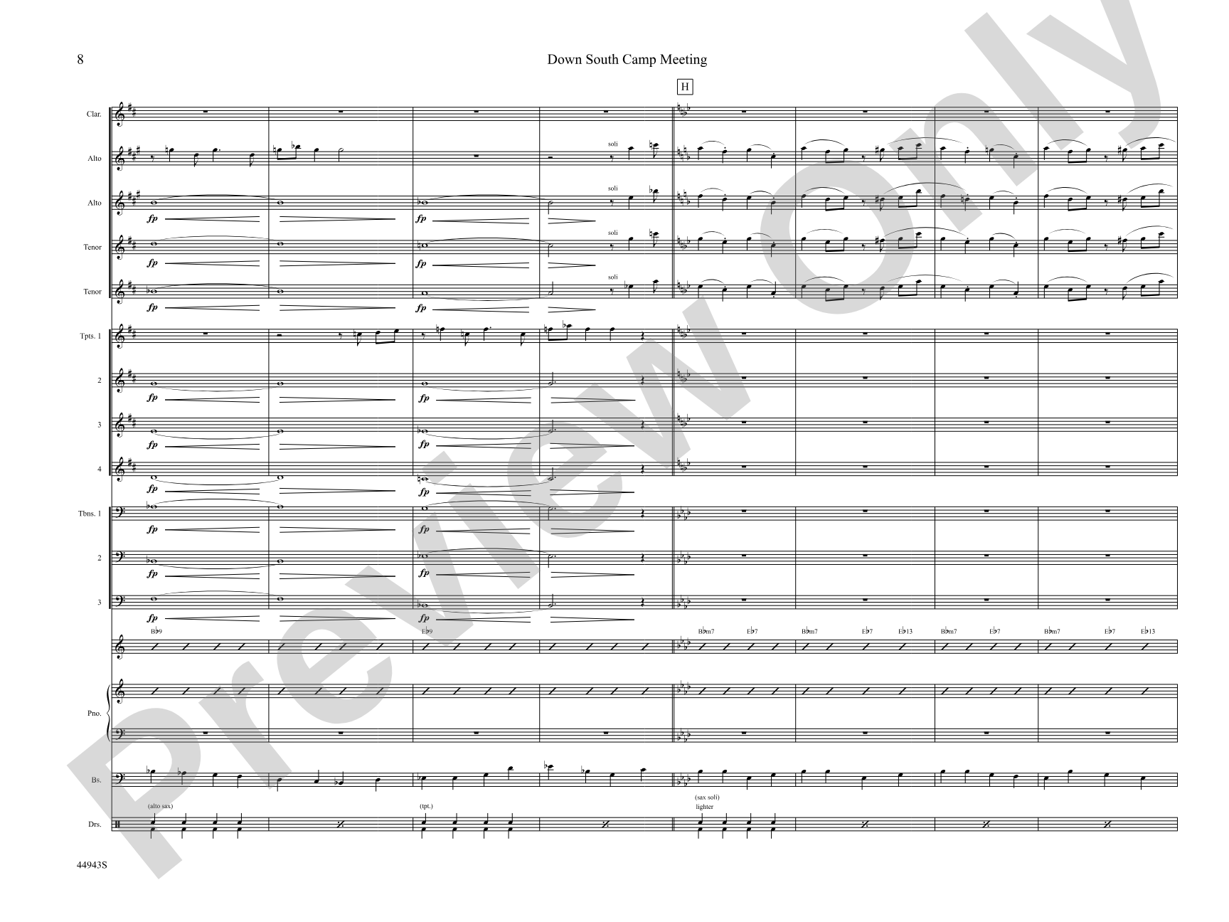 Down South Camp Meeting: Jazz Ensemble Conductor Score & Parts