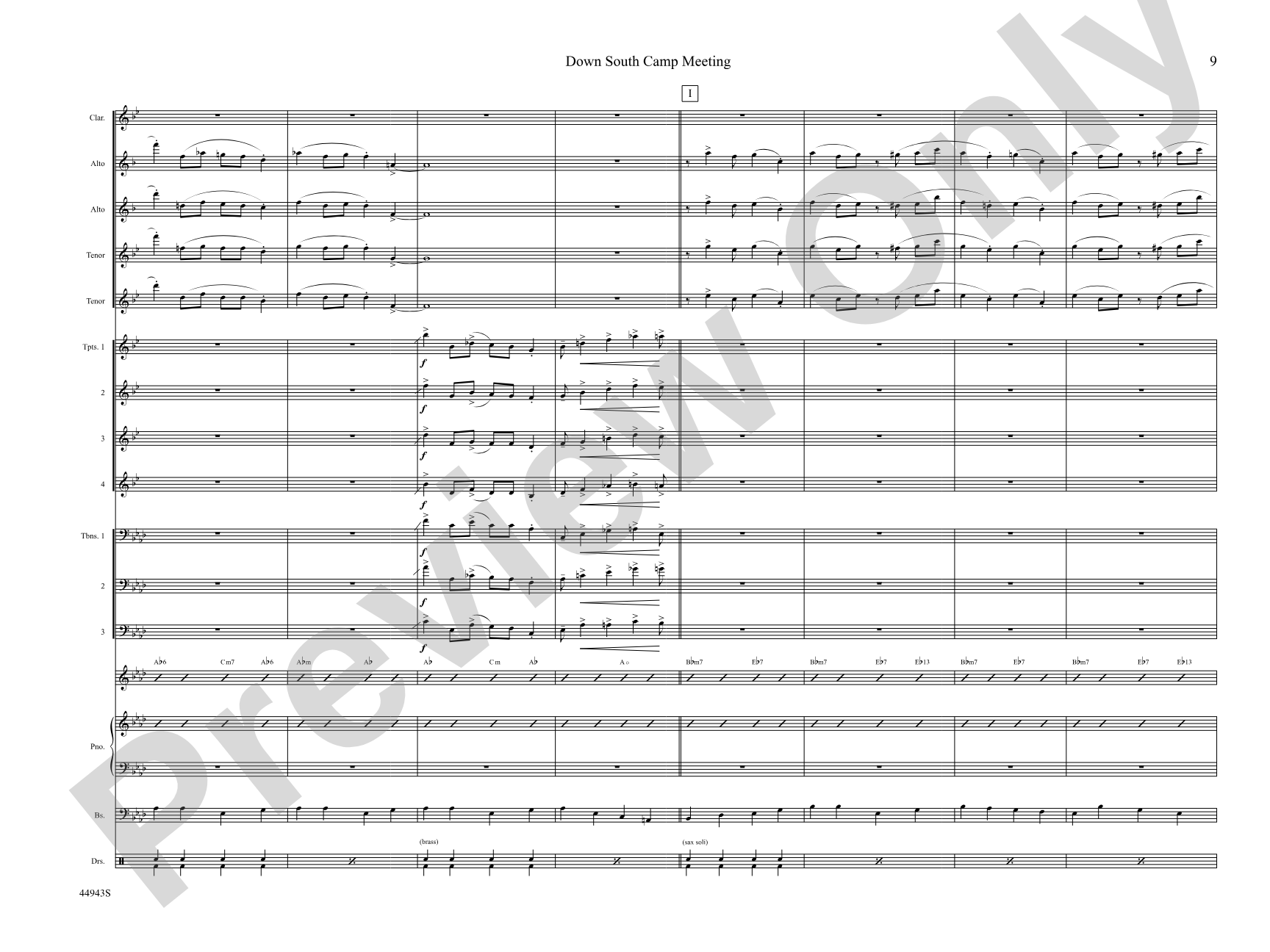 Down South Camp Meeting: Jazz Ensemble Conductor Score & Parts
