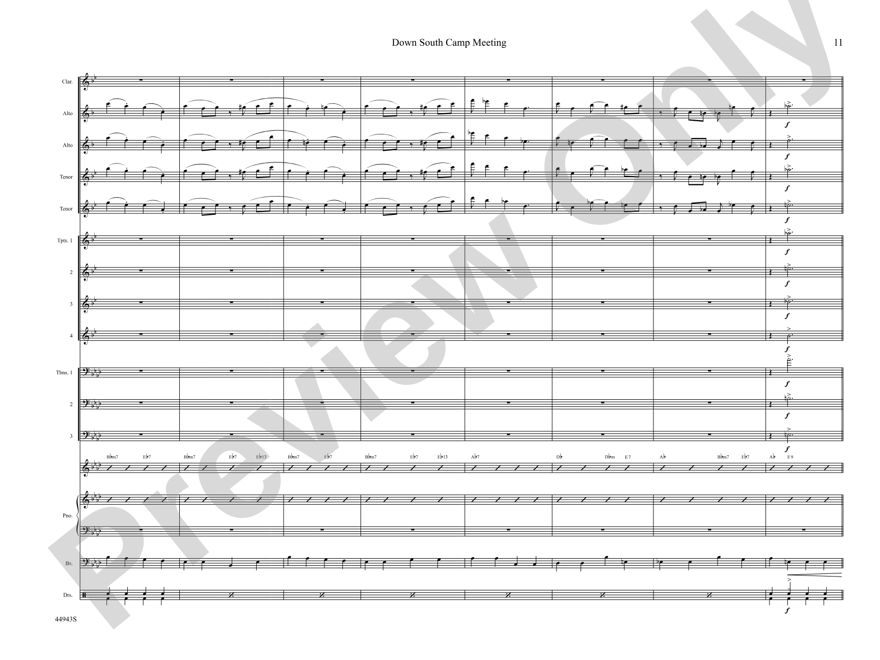 Down South Camp Meeting: Jazz Ensemble Conductor Score & Parts