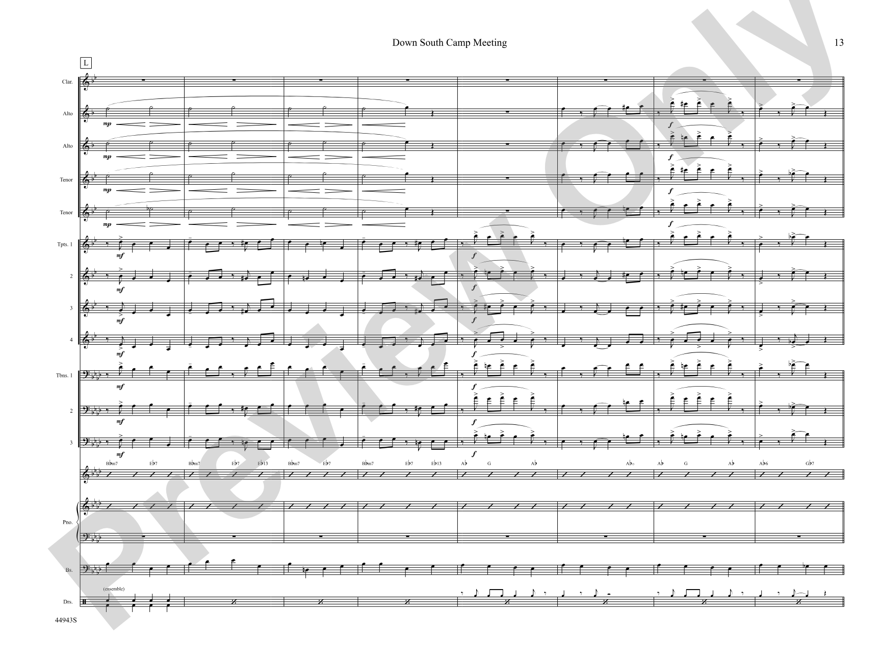 Down South Camp Meeting: Jazz Ensemble Conductor Score & Parts