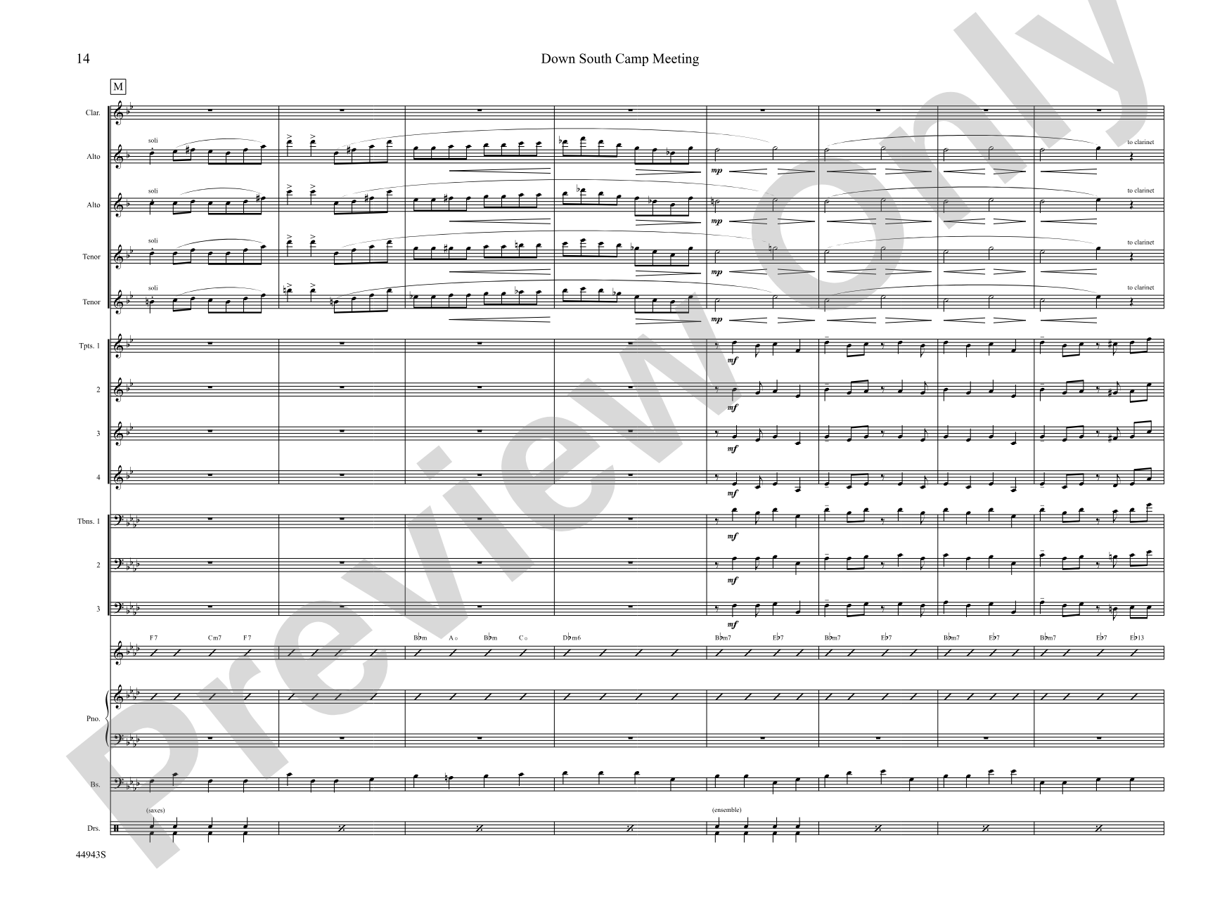 Down South Camp Meeting: Jazz Ensemble Conductor Score & Parts