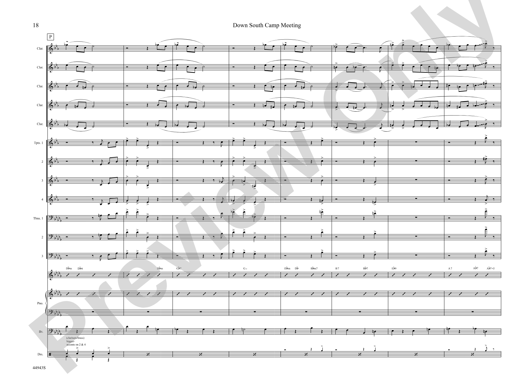Down South Camp Meeting: Jazz Ensemble Conductor Score & Parts