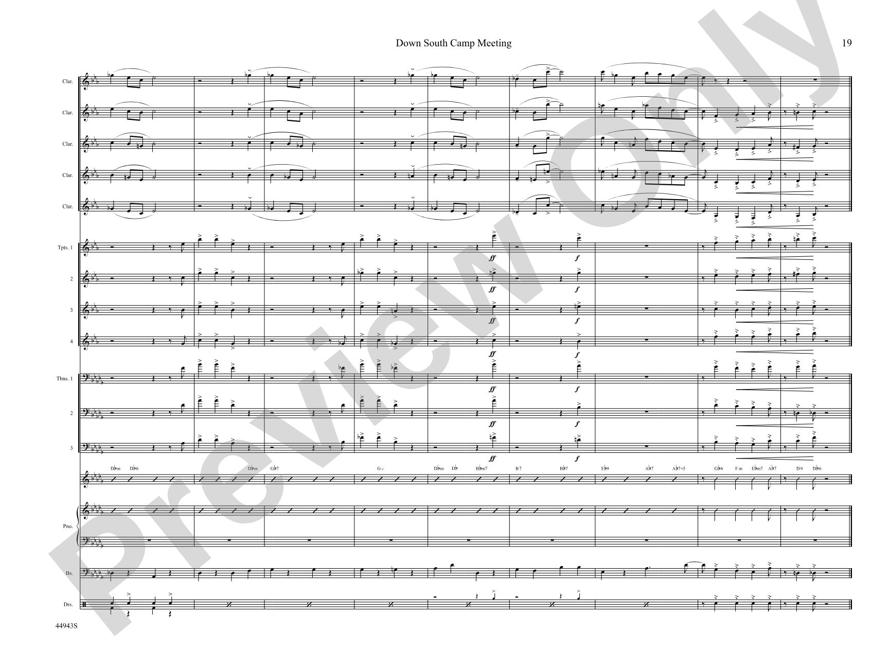 Down South Camp Meeting: Jazz Ensemble Conductor Score & Parts