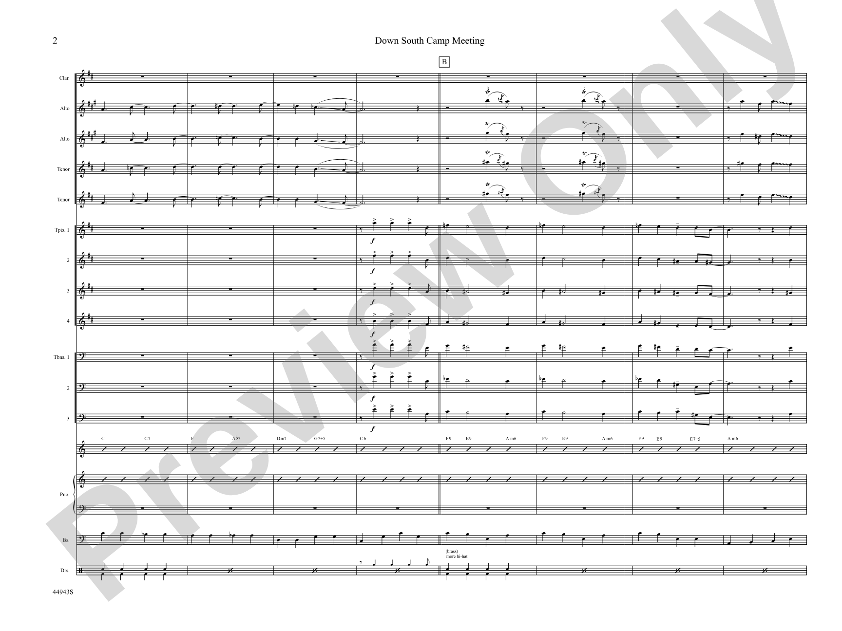 Down South Camp Meeting: Jazz Ensemble Conductor Score & Parts