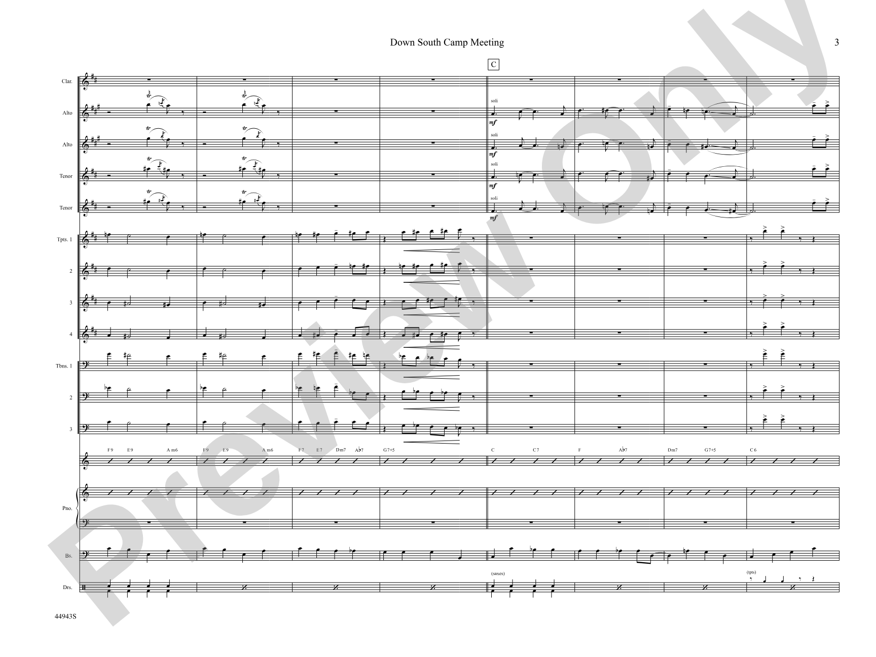 Down South Camp Meeting: Jazz Ensemble Conductor Score & Parts