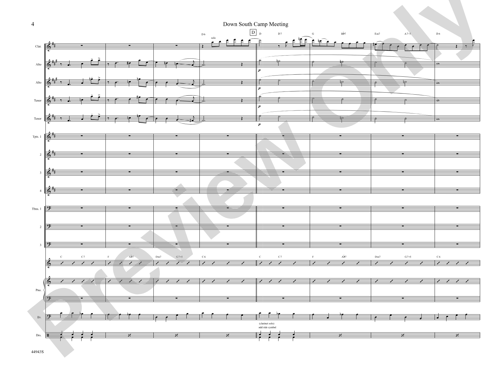 Down South Camp Meeting: Jazz Ensemble Conductor Score & Parts