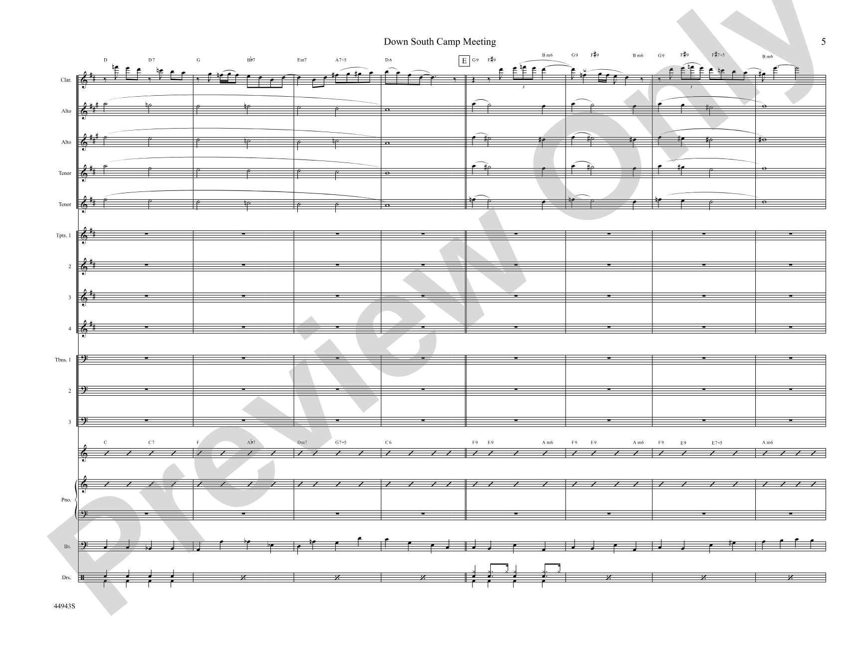 Down South Camp Meeting: Jazz Ensemble Conductor Score & Parts