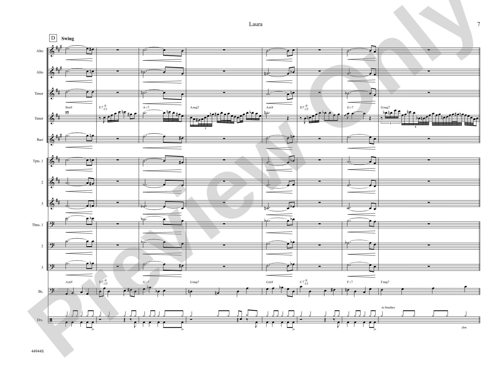 Laura: Jazz Ensemble Conductor Score & Parts