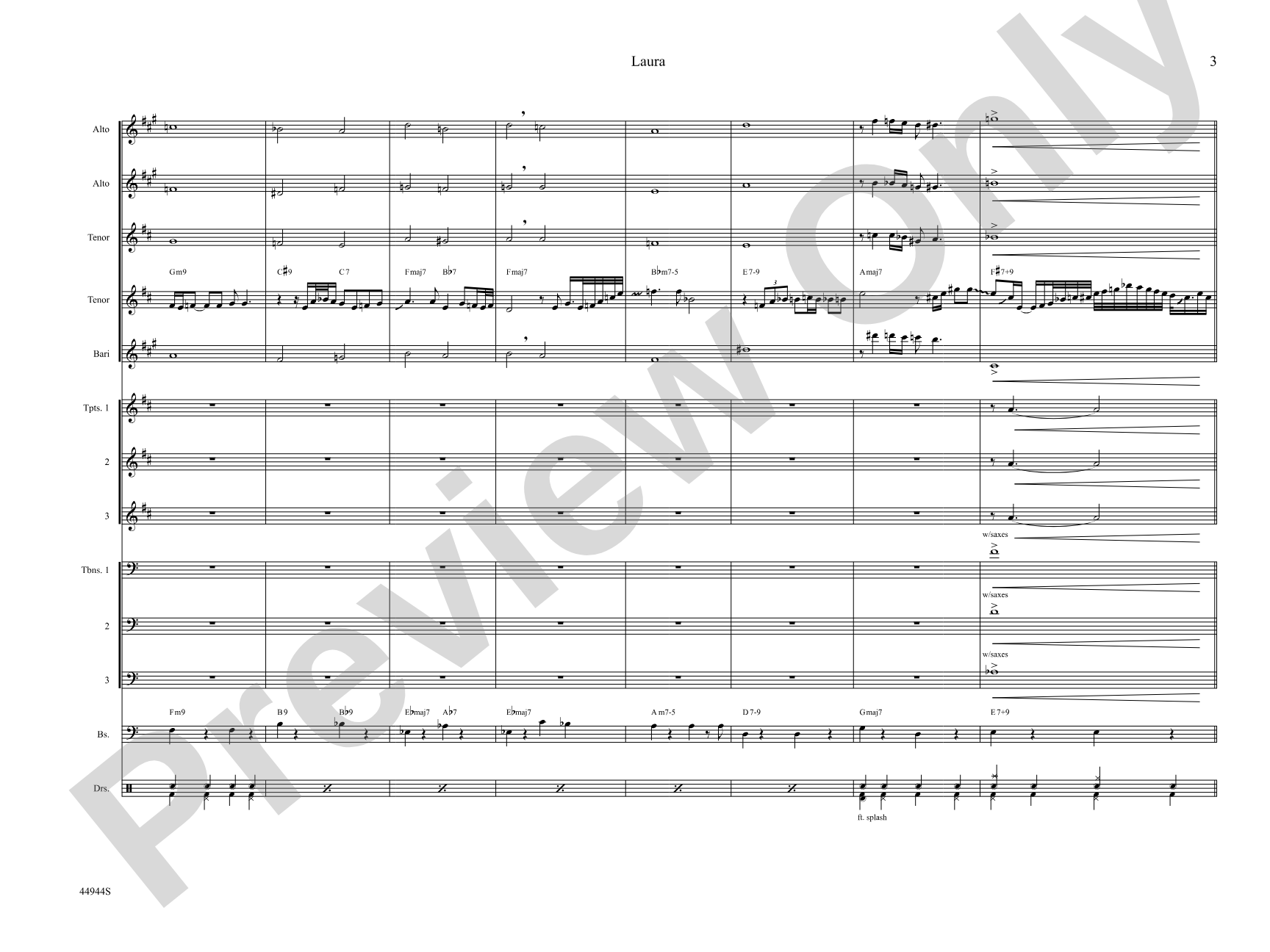 Laura: Jazz Ensemble Conductor Score & Parts