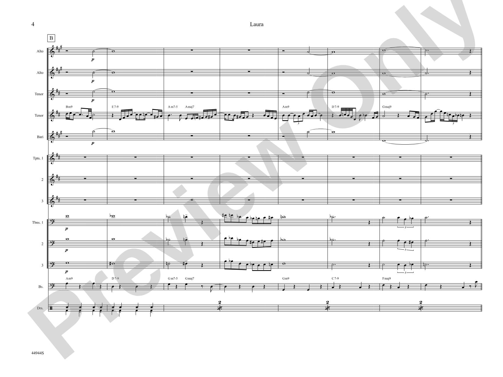 Laura: Jazz Ensemble Conductor Score & Parts