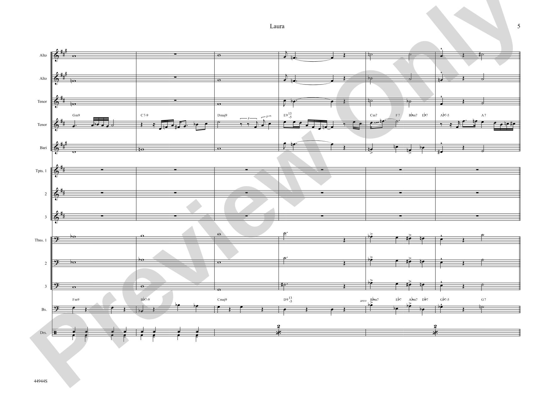 Laura: Jazz Ensemble Conductor Score & Parts