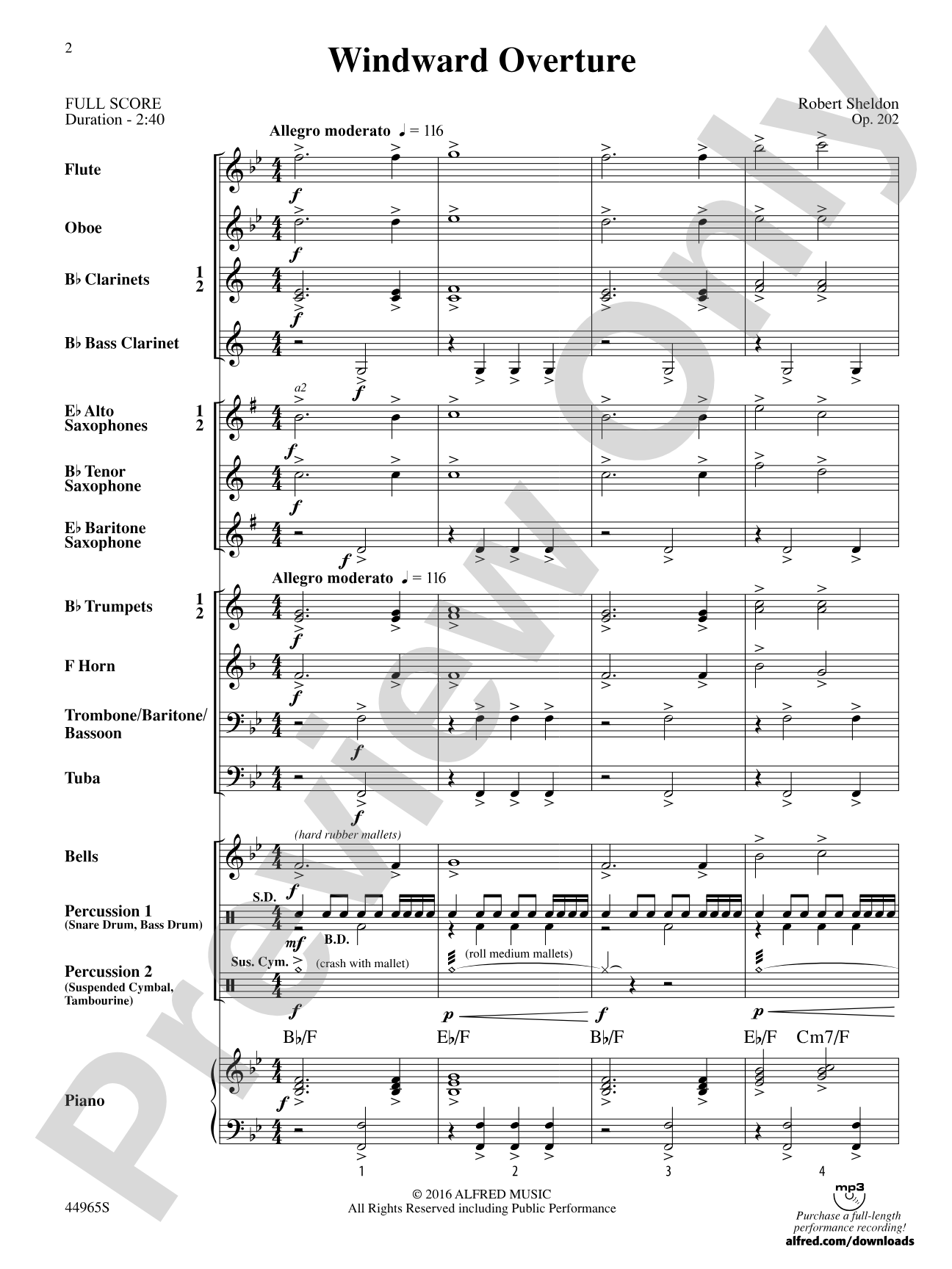 Windward Overture: Concert Band Conductor Score & Parts