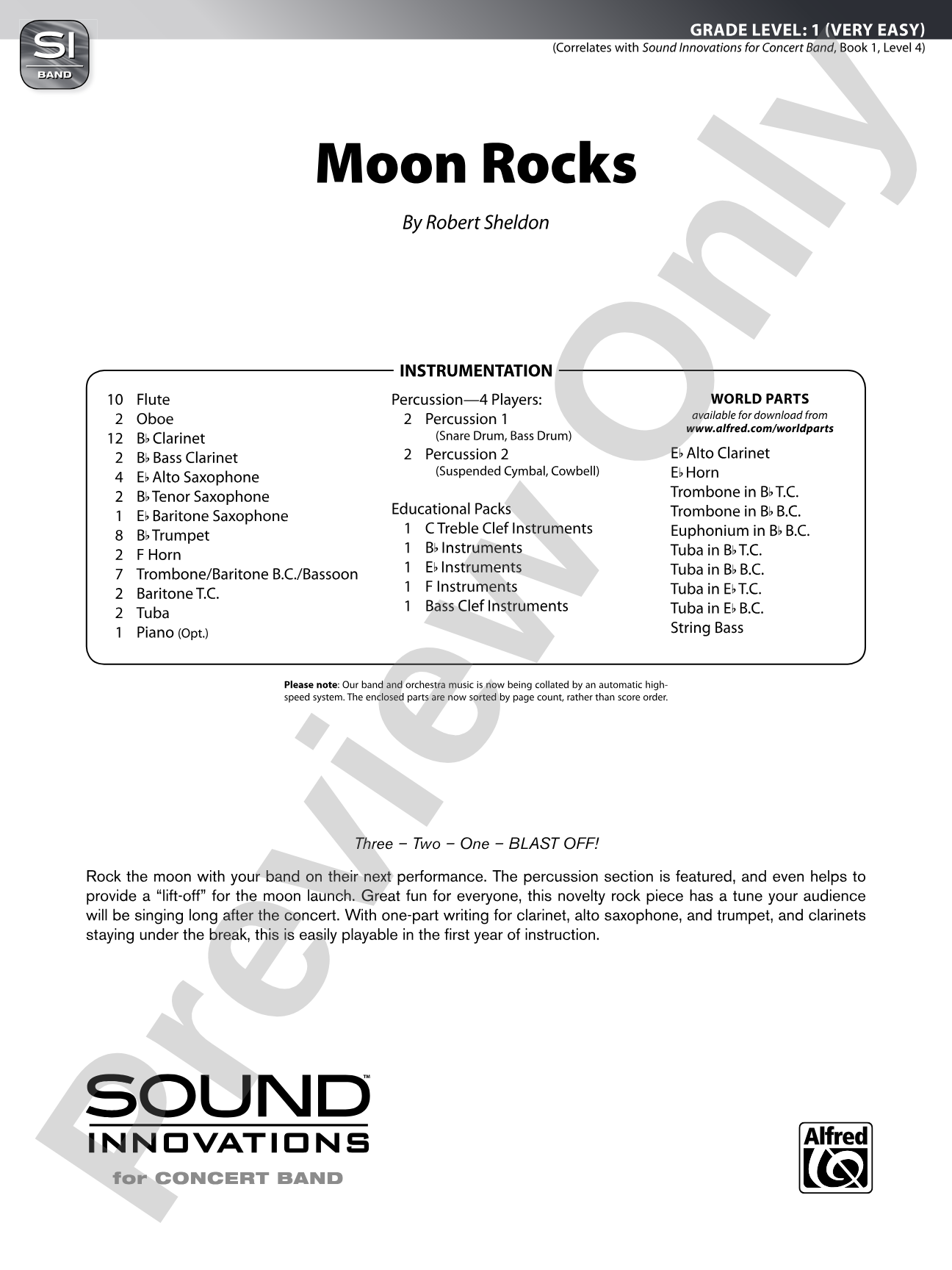 Moon Rocks: Concert Band Conductor Score & Parts