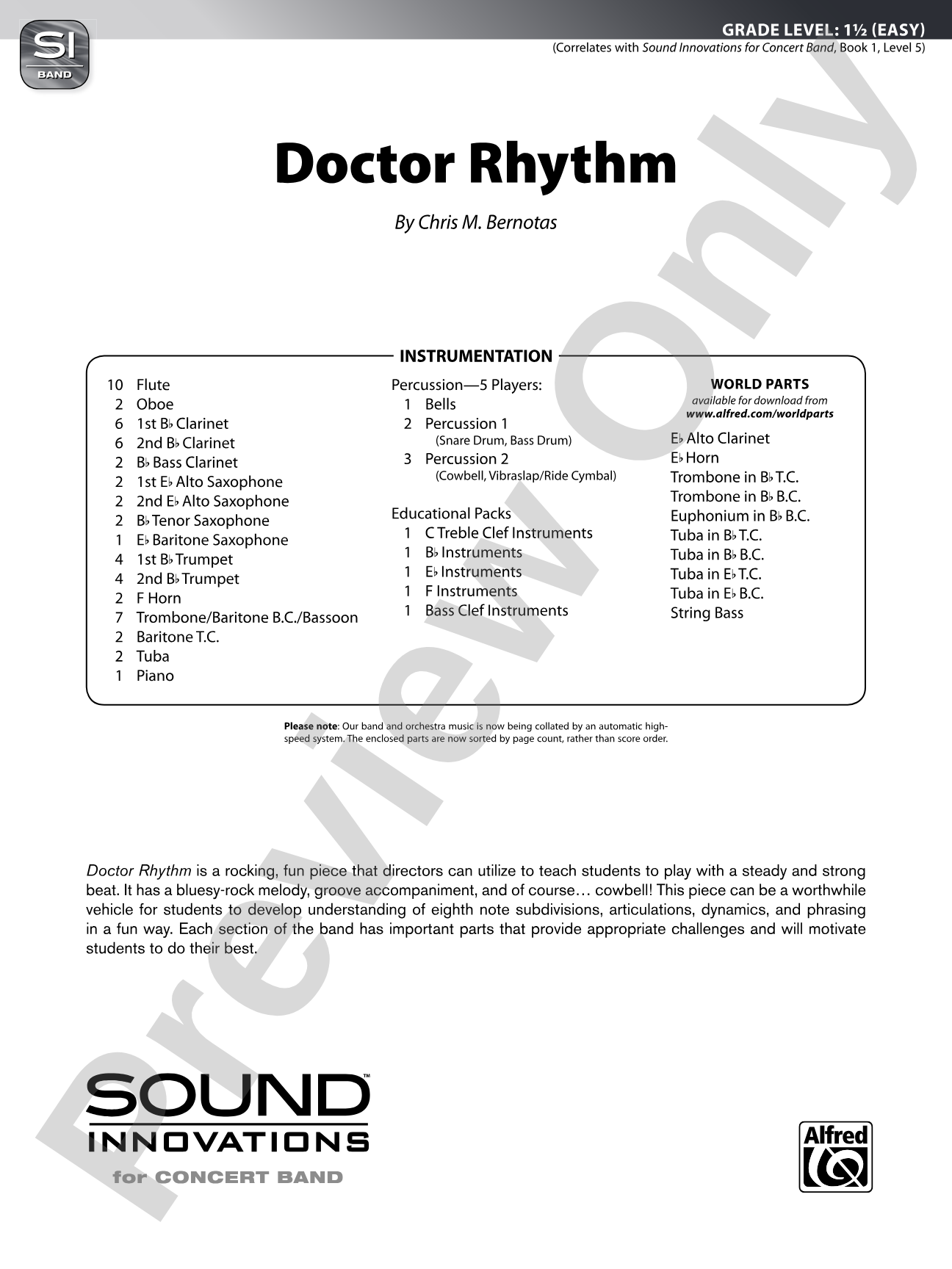 Doctor Rhythm: Concert Band Conductor Score & Parts