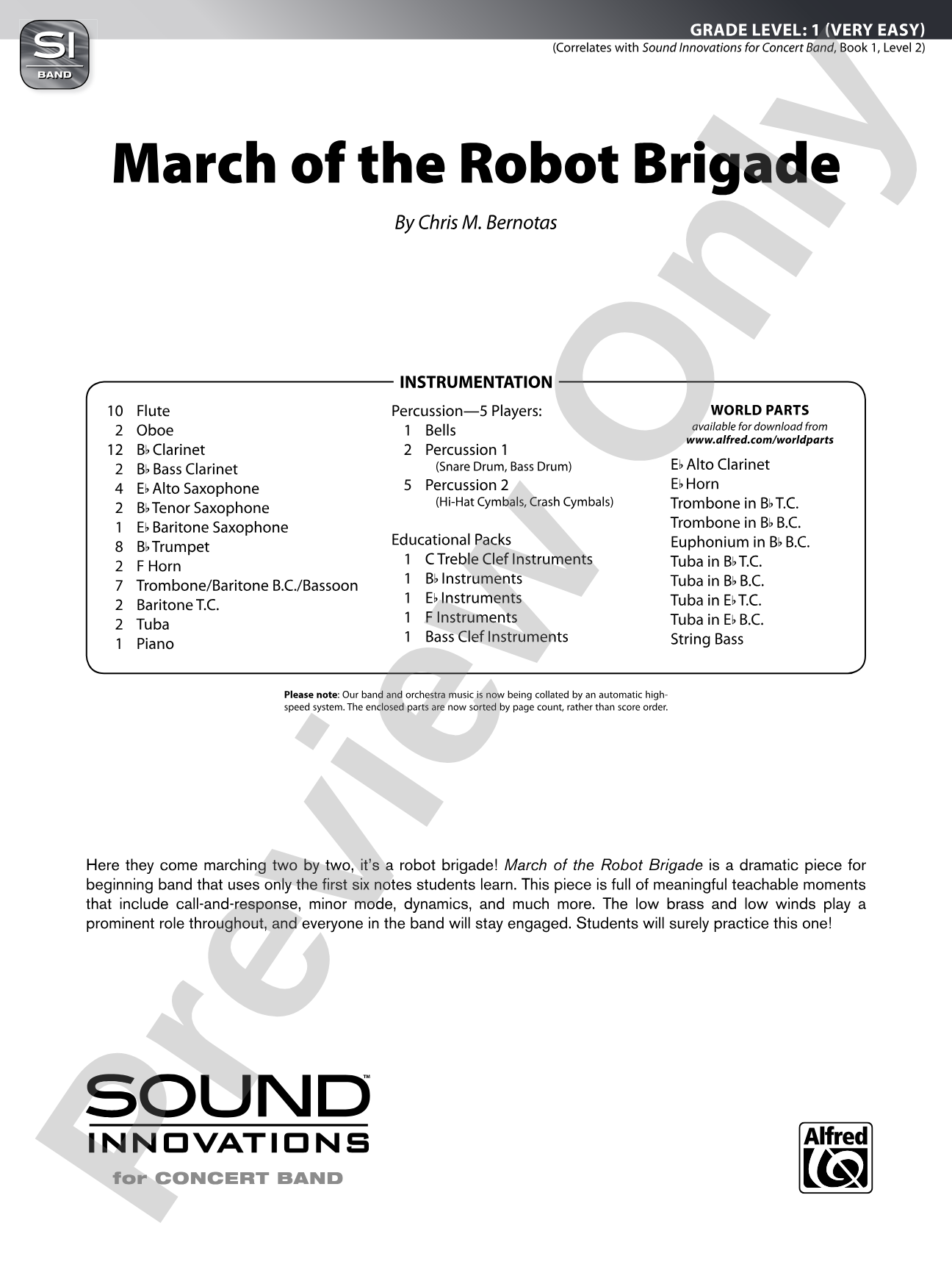 March of the Robot Brigade: Concert Band Conductor Score & Parts
