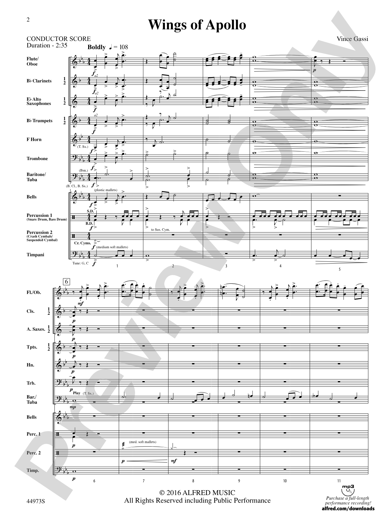 Wings of Apollo: Concert Band Conductor Score & Parts