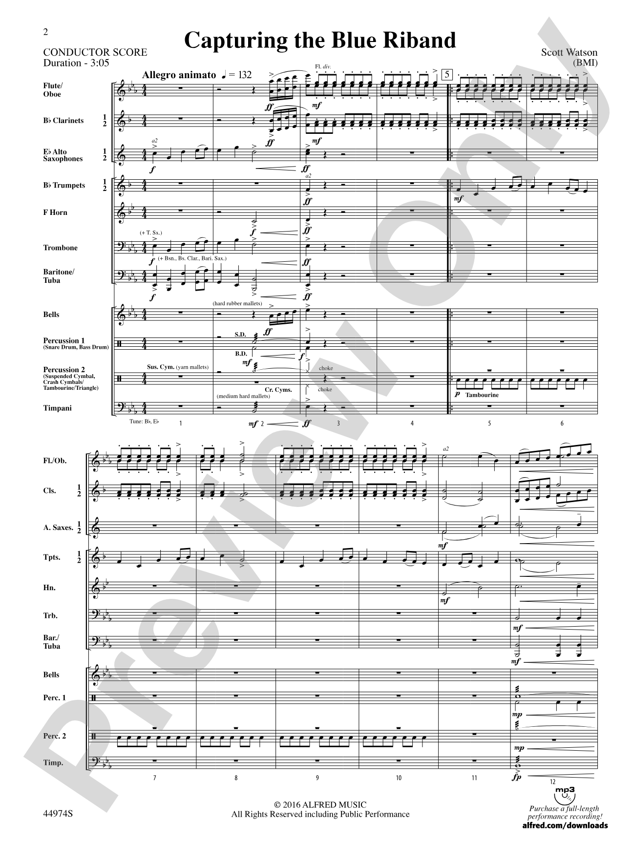 Capturing the Blue Riband: Concert Band Conductor Score & Parts