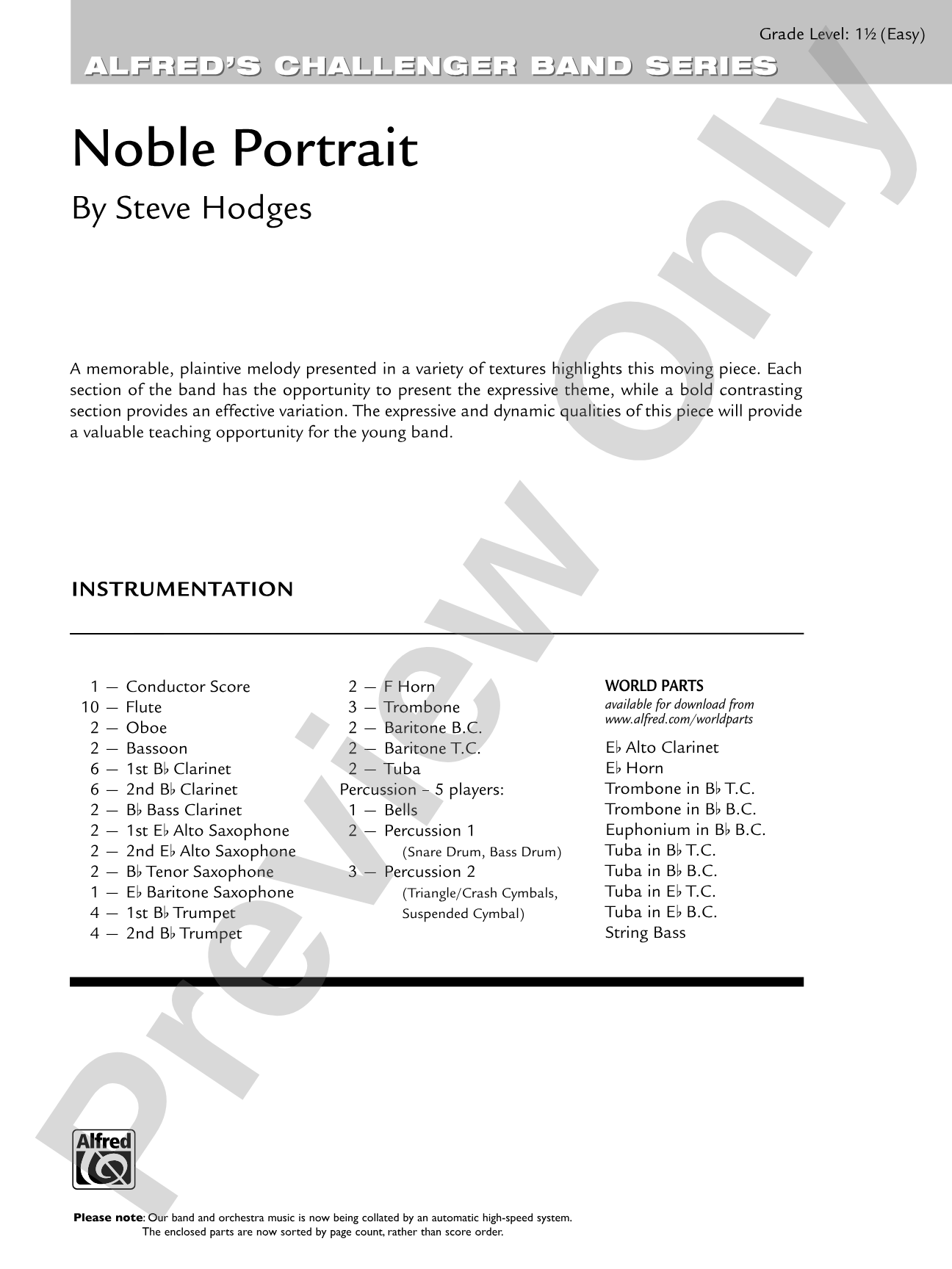 Noble Portrait: Concert Band Conductor Score & Parts