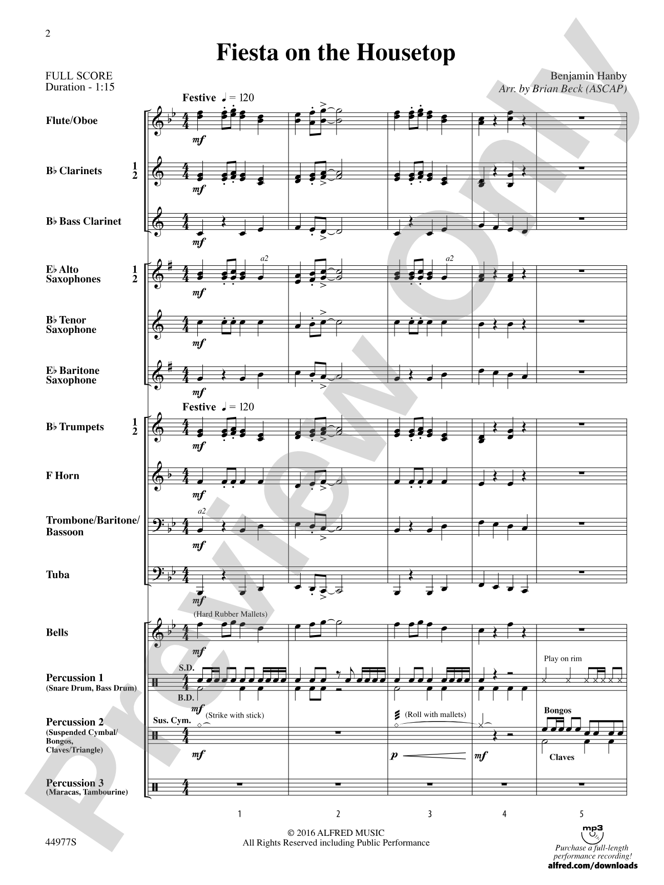 Fiesta on the Housetop: Concert Band Conductor Score & Parts