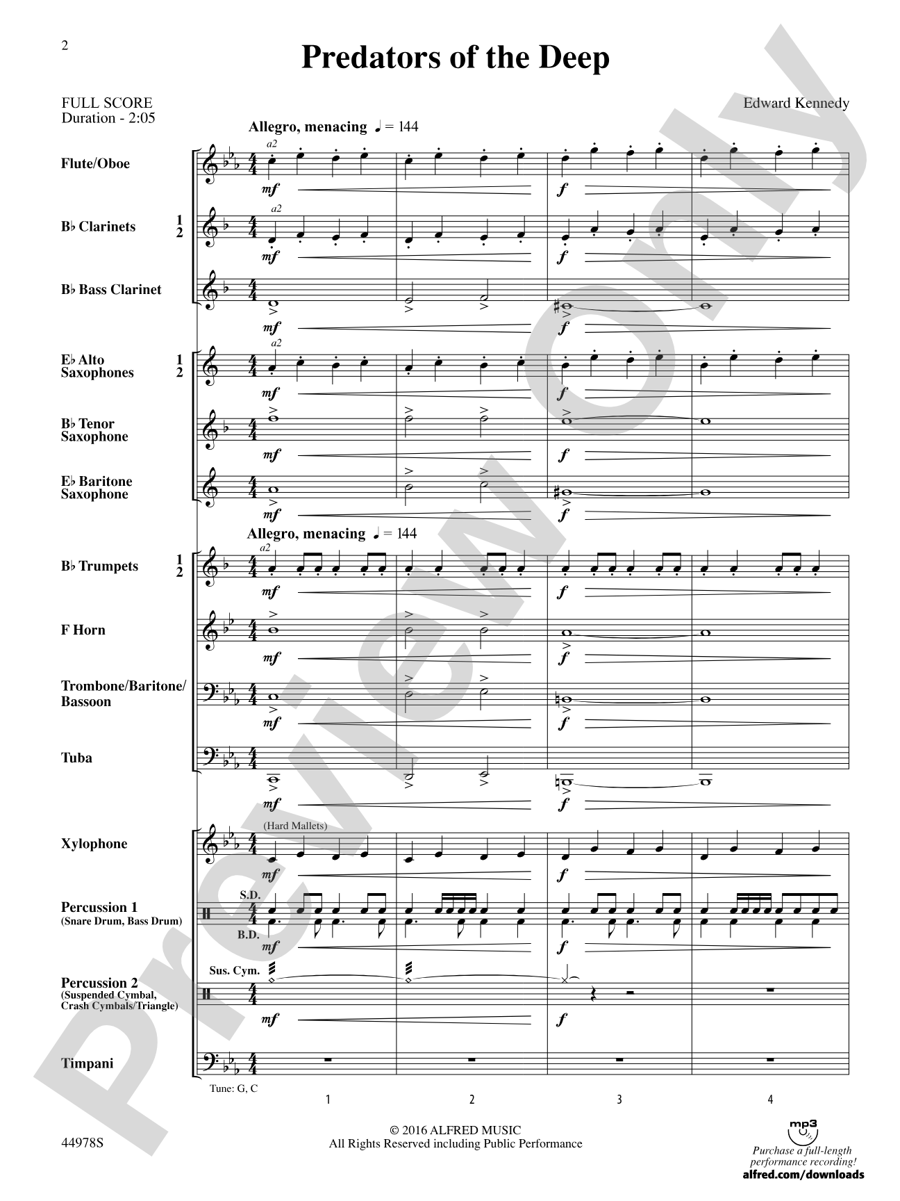Predators of the Deep: Concert Band Conductor Score & Parts