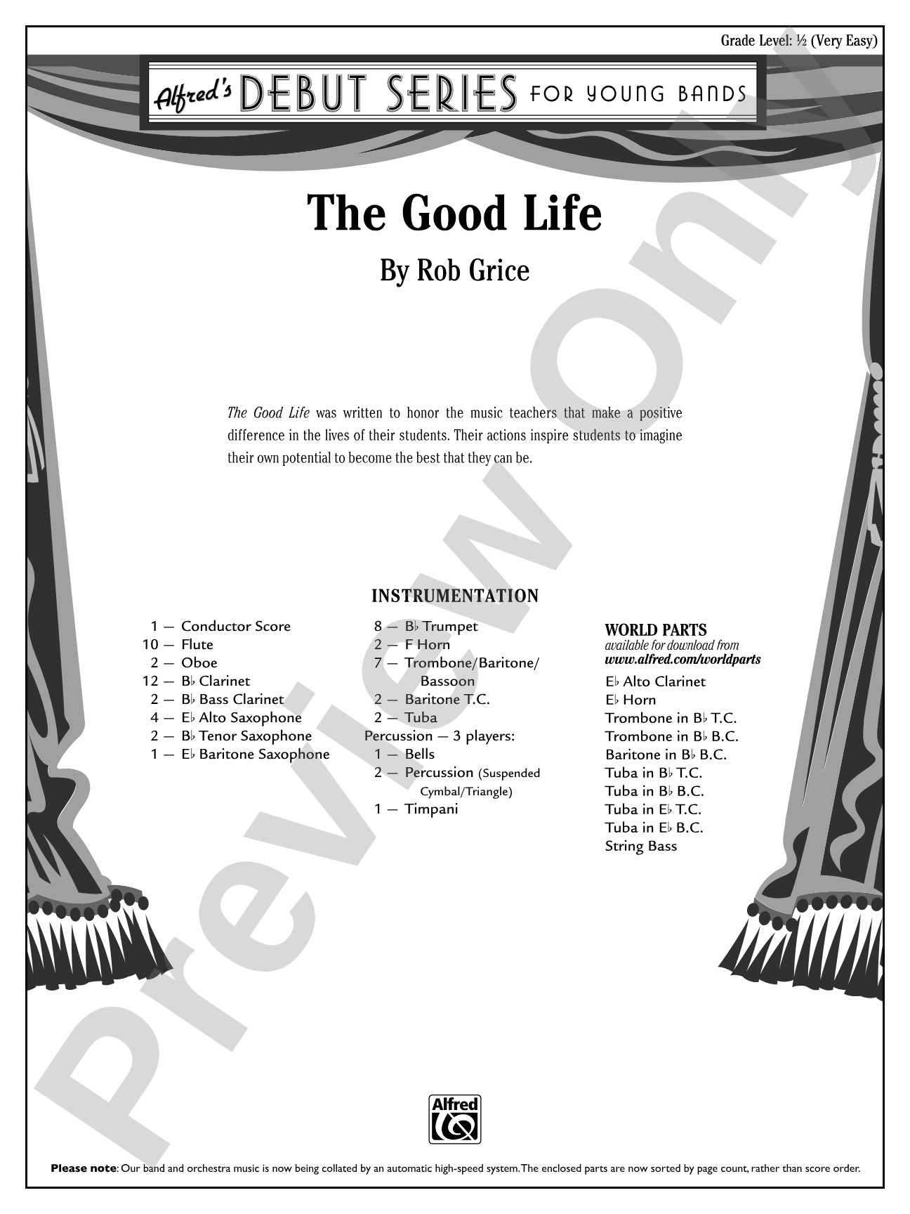 The Good Life: Concert Band Conductor Score & Parts
