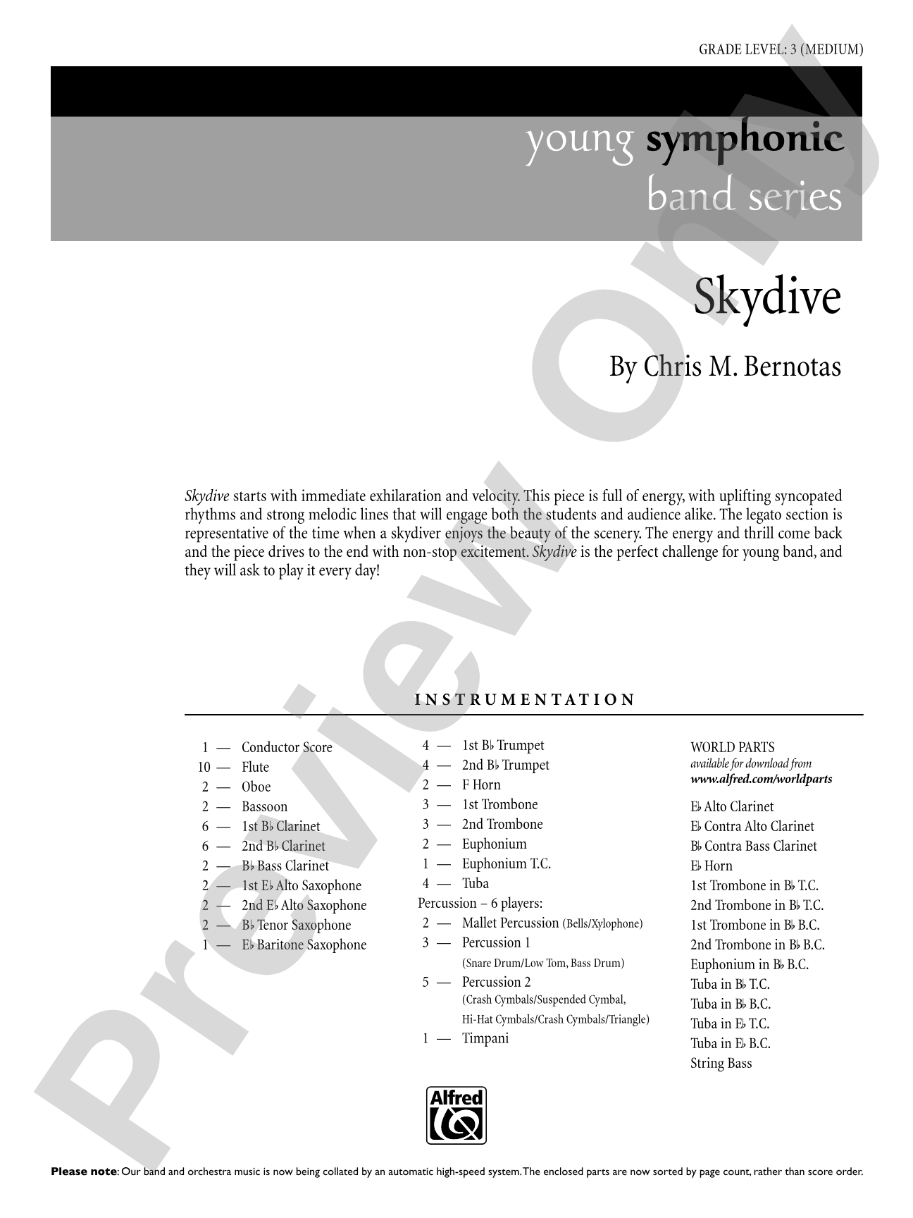 Skydive: Concert Band Conductor Score & Parts