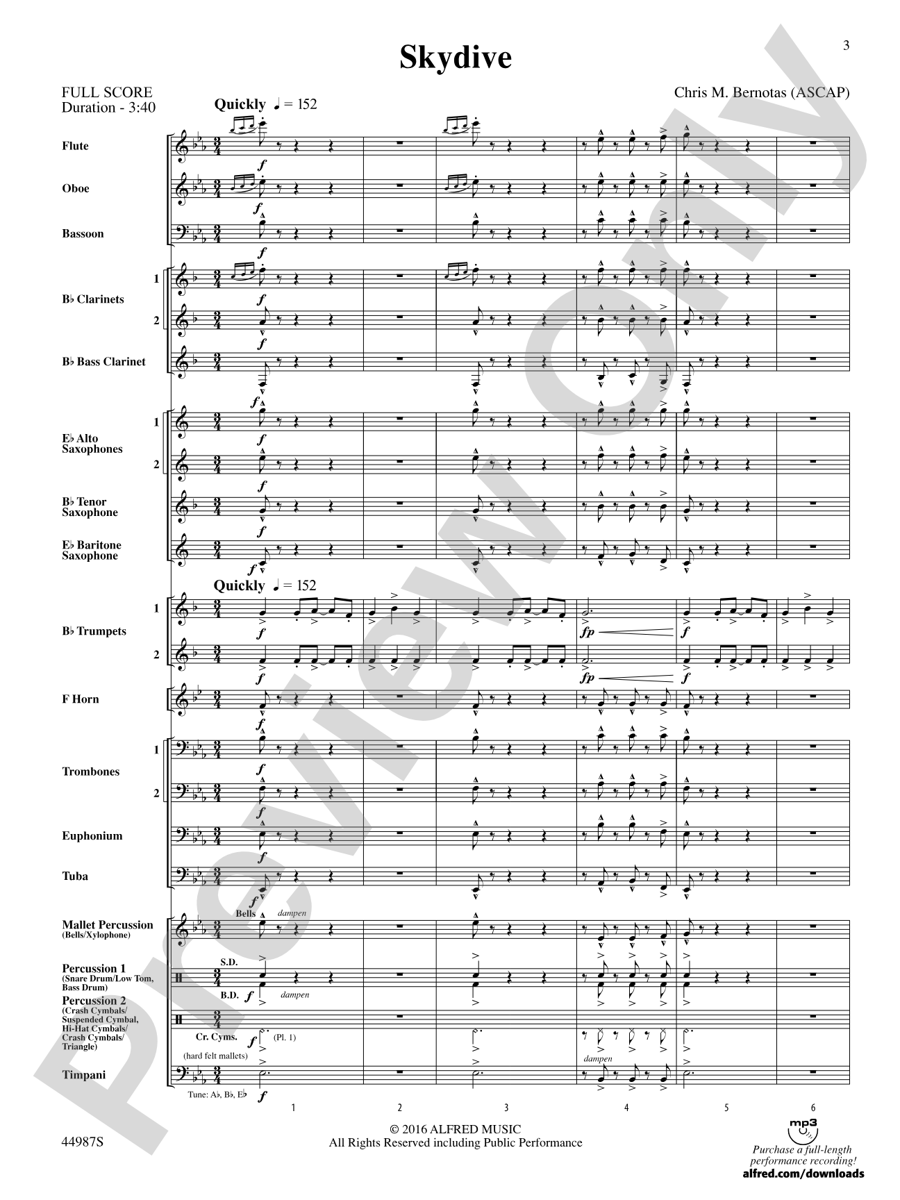 Skydive: Concert Band Conductor Score & Parts