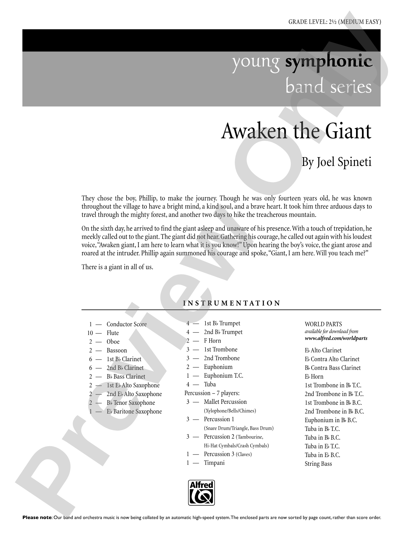 Awaken the Giant: Concert Band Conductor Score & Parts