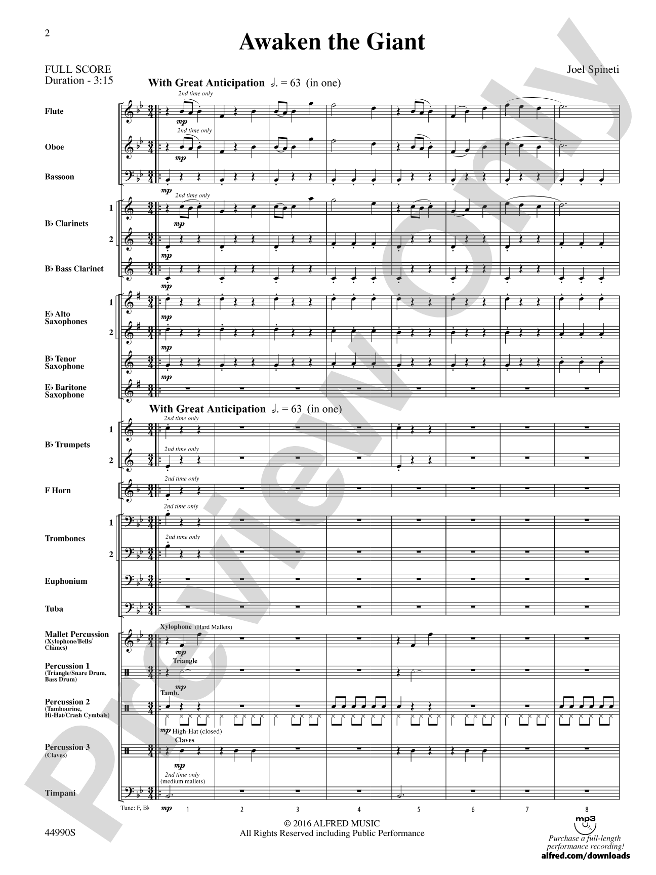 Awaken the Giant: Concert Band Conductor Score & Parts