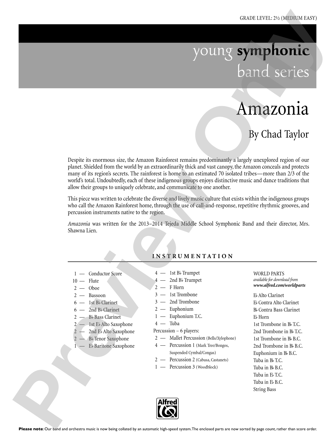 Amazonia: Concert Band Conductor Score & Parts
