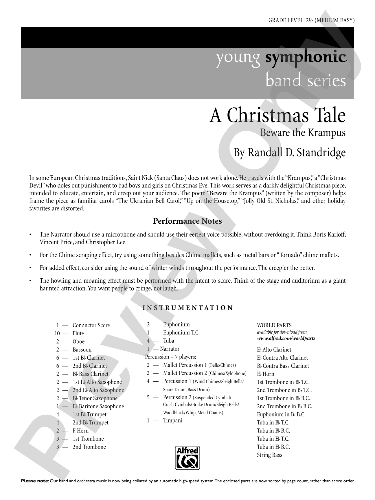 A Christmas Tale: Concert Band Conductor Score & Parts