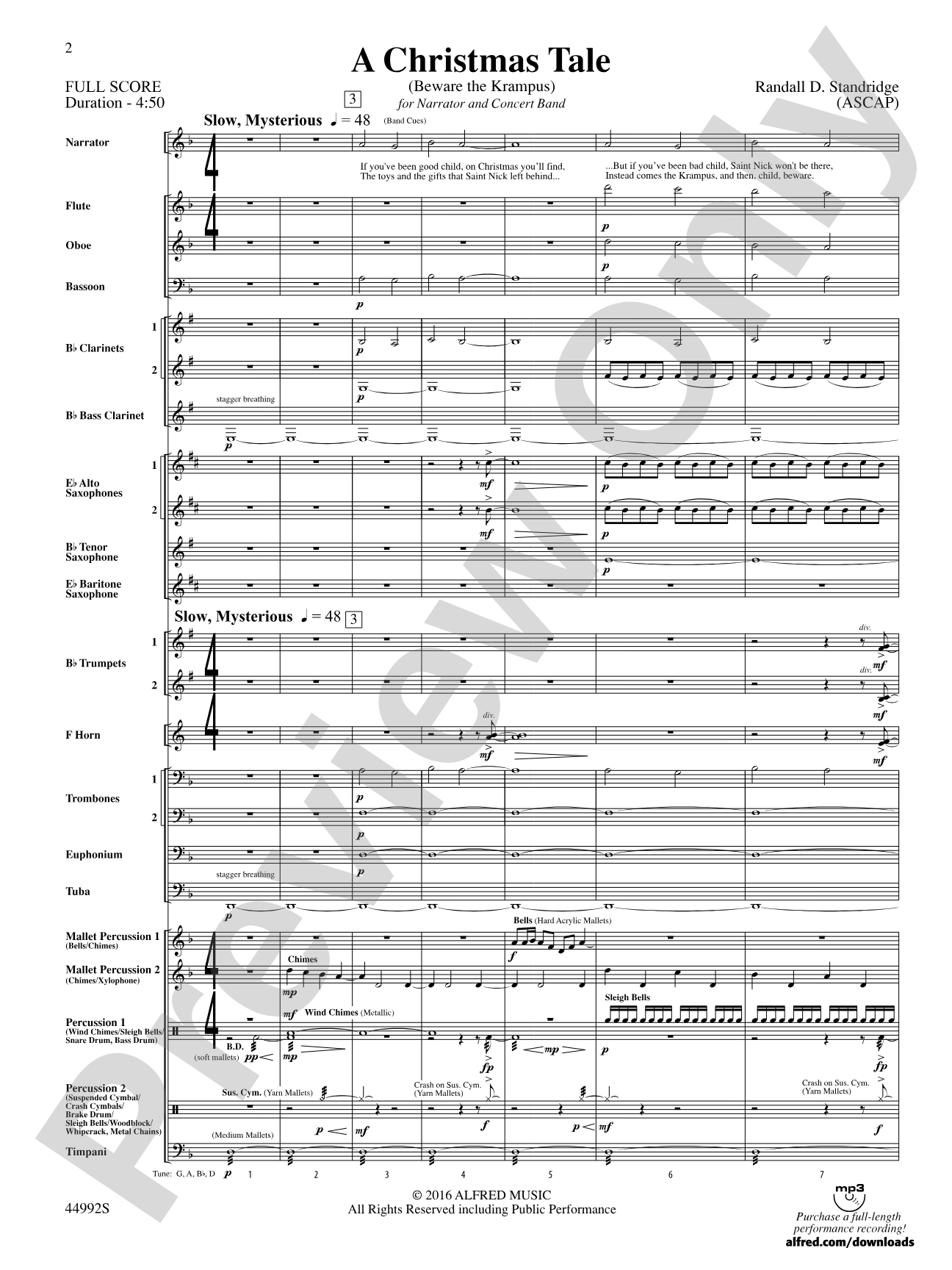 A Christmas Tale: Concert Band Conductor Score & Parts