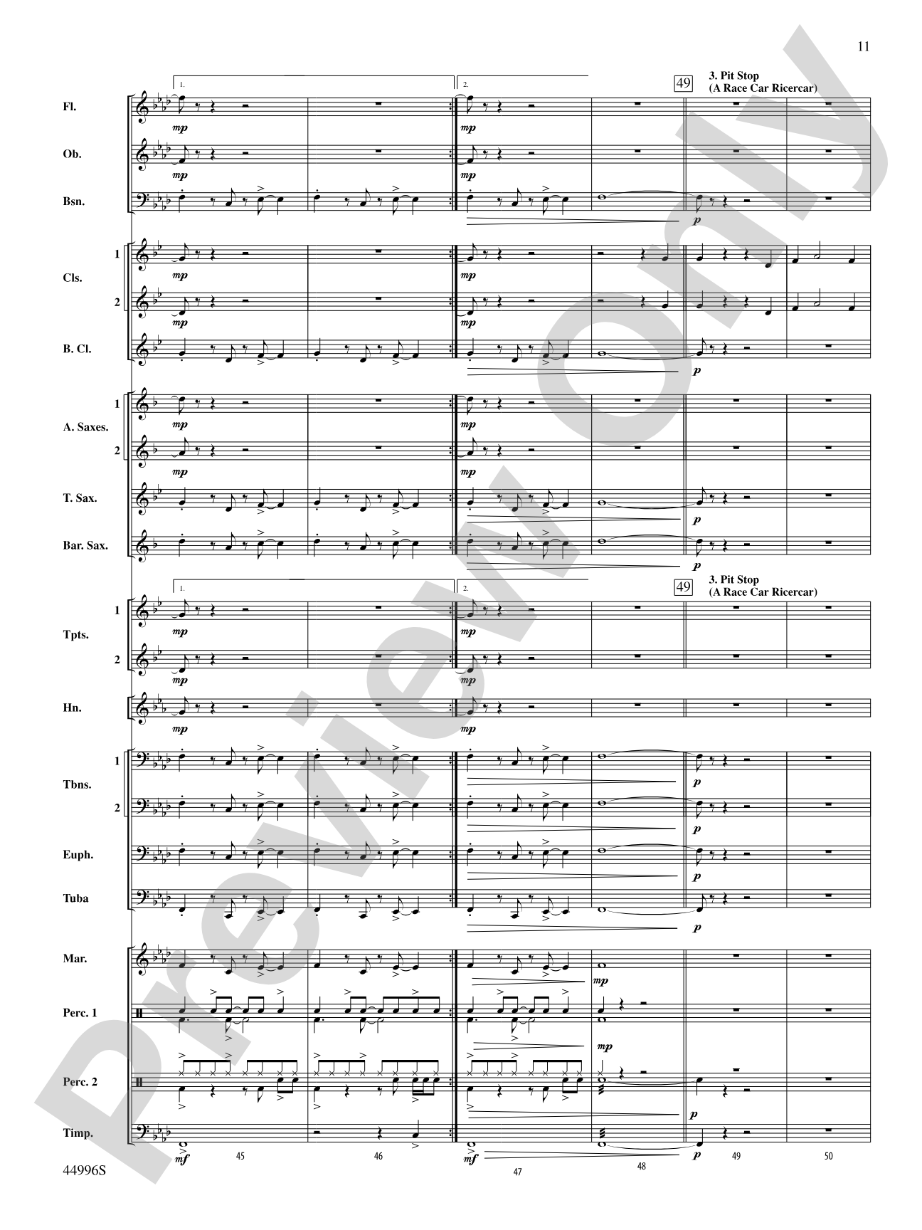 Race Car: Concert Band Conductor Score & Parts