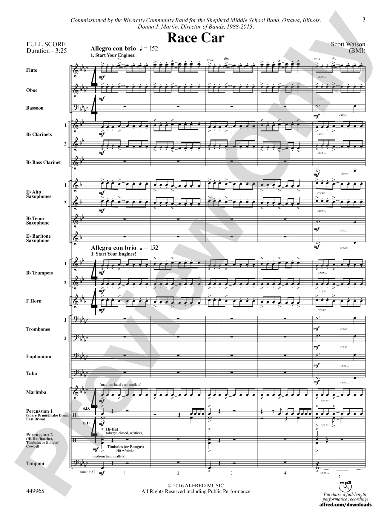 Race Car: Concert Band Conductor Score & Parts