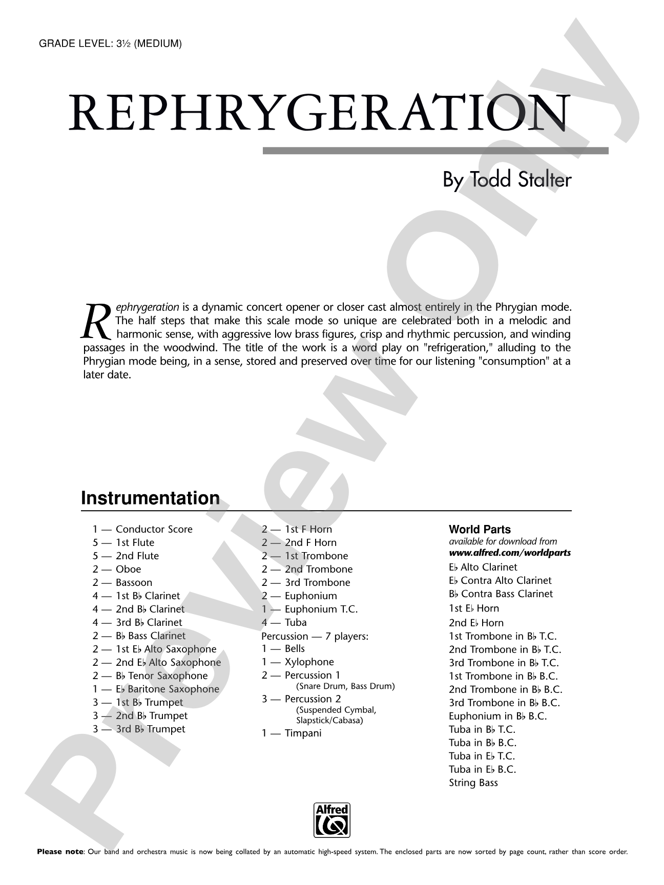 Rephrygeration: Concert Band Conductor Score & Parts