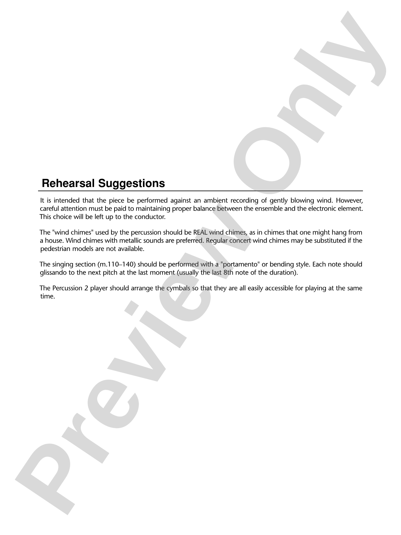 Winds of Change: Score